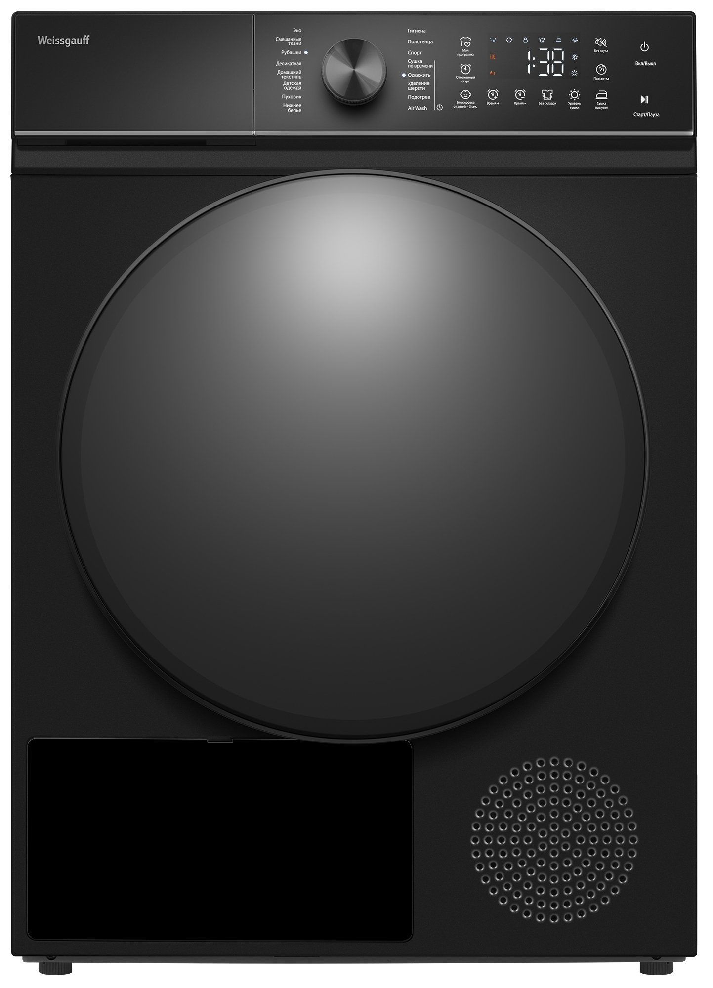 Изображение товара Сушильная машина Weissgauff WD 5910 Heat Pump Matt Black 59.50x85x67 см 10 кг цвет черный