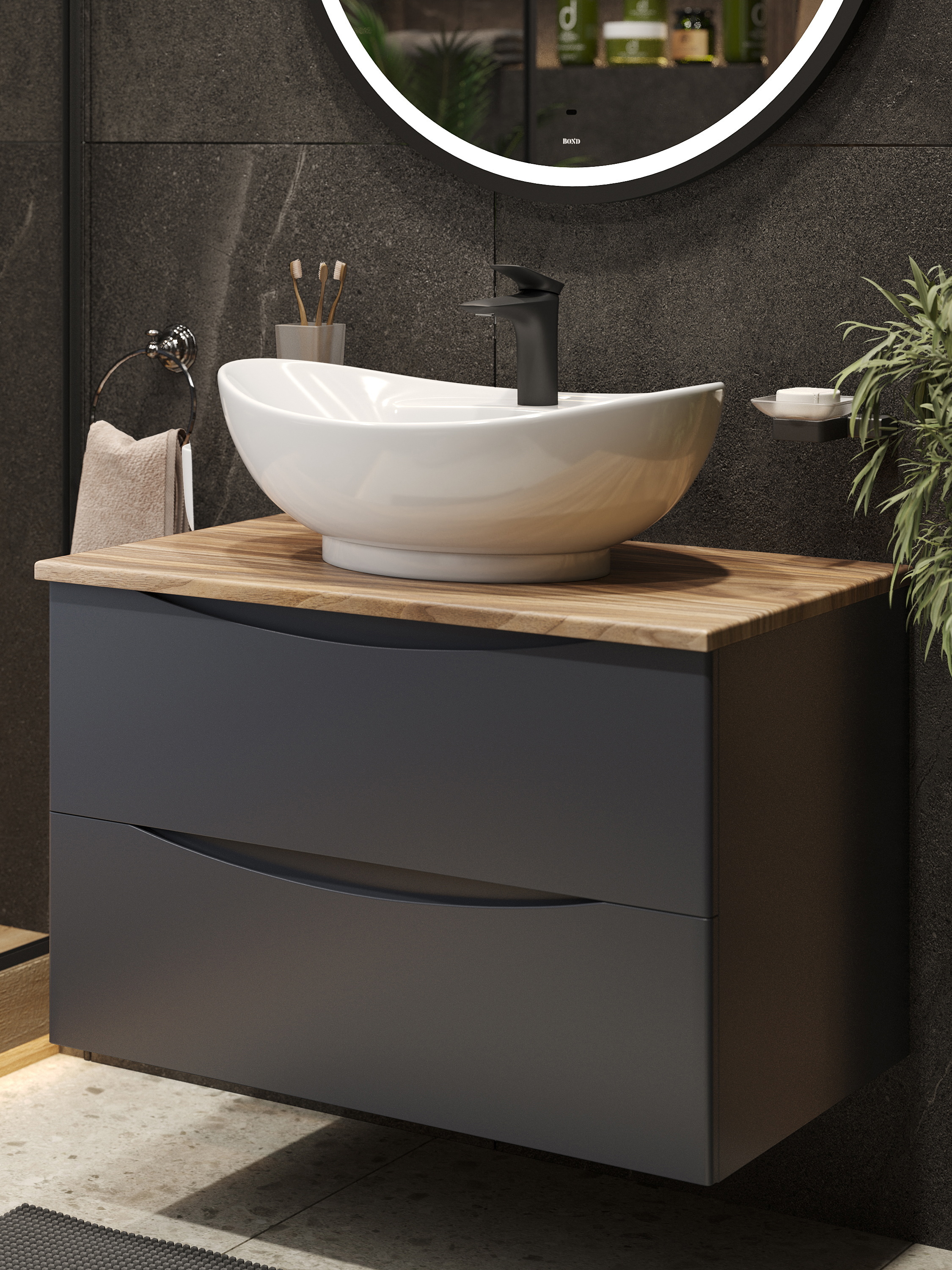 Изображение товара Стильная подвесная тумба с раковиной BOND Cube T09807-S15590
