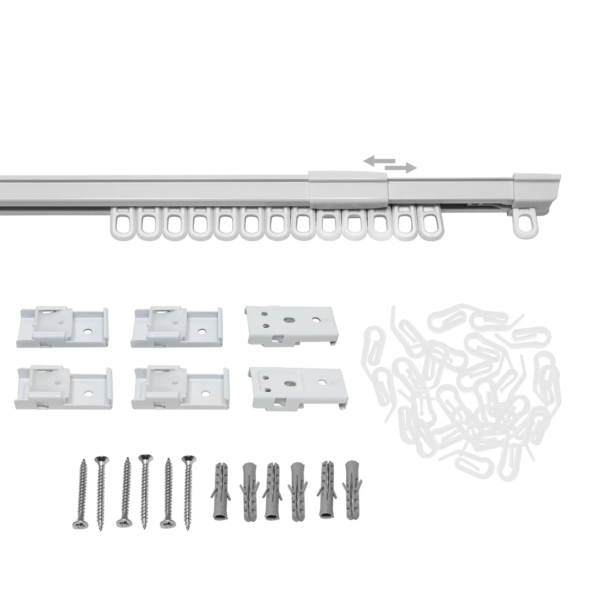 Шинный карниз телескопический однорядный KREAFORTA Simple 160-300 см алюминий комплект - 3