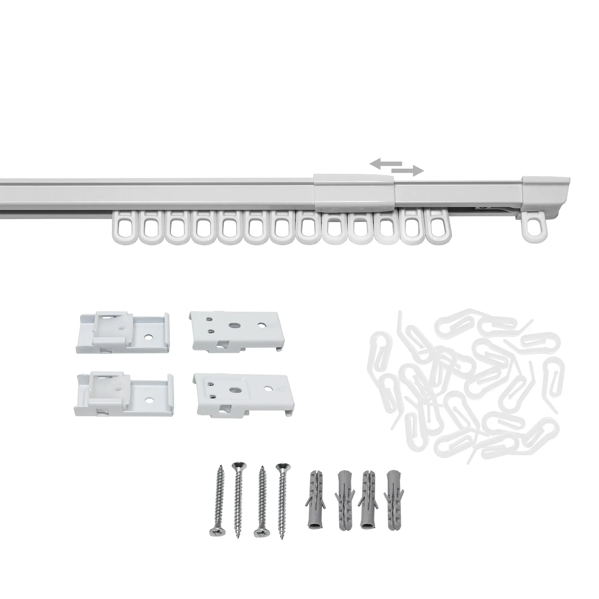 Шинный карниз телескопический однорядный KREAFORTA Simple 120-210 см алюминий комплект - 3