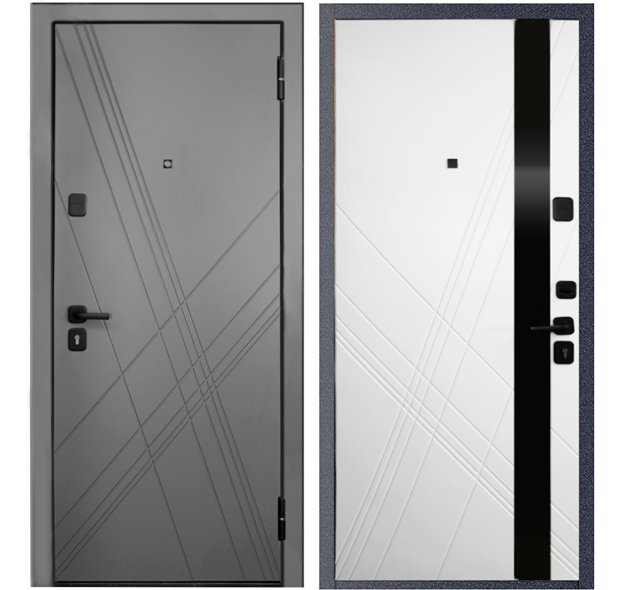 Изображение товара Дверь входная Home Plus 2050x870/970 мм правый/левый графит белая панель