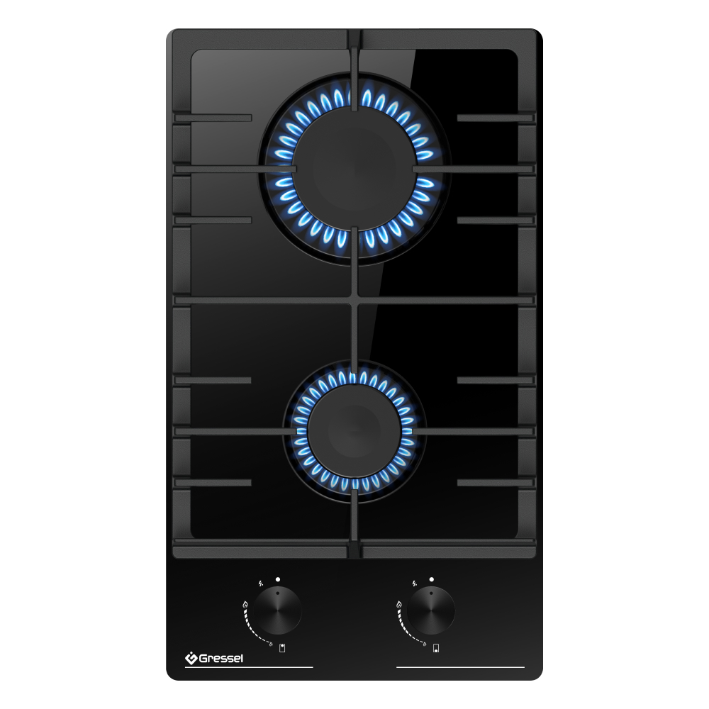 Изображение товара Газовая варочная панель Gressel U30H20S088 2 конфорки черная встраиваемая