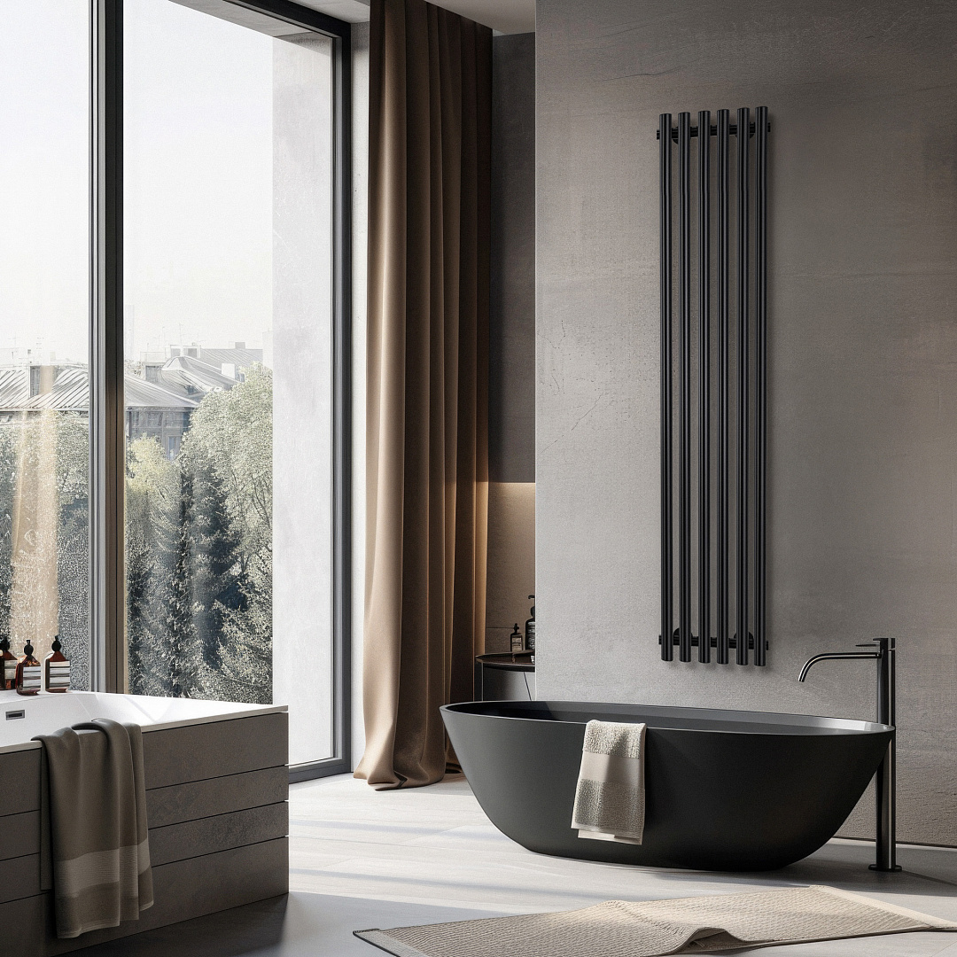 Изображение товара Электрический полотенцесушитель Secado Бергамо плюс 6 2000x430 мм 300 Вт черный матовый