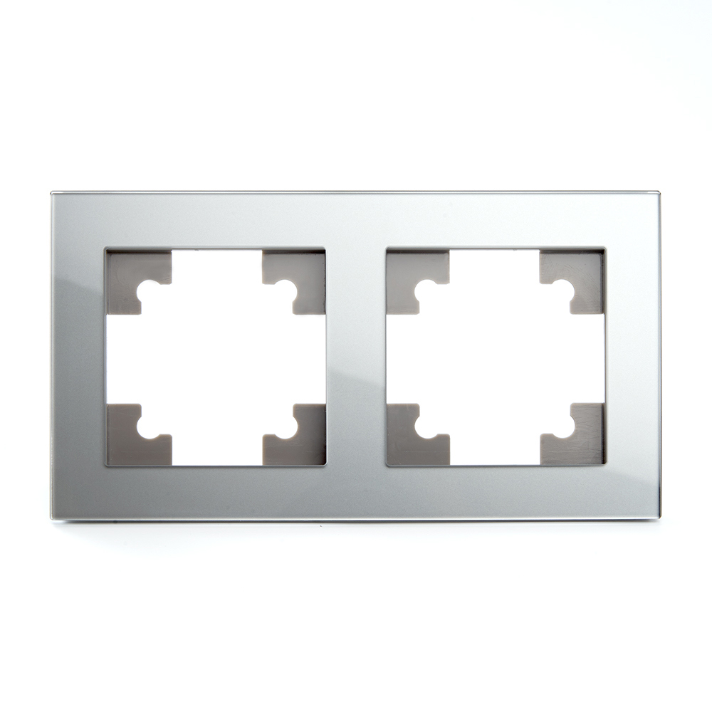 Изображение товара Рамка для розеток и выключателей Stekker Катрин 2 поста горизонтальная цвет серебро