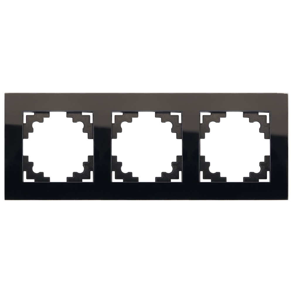 Изображение товара Рамка Stekker Катрин 3 поста черная — универсальная рамка для розеток и выключателей