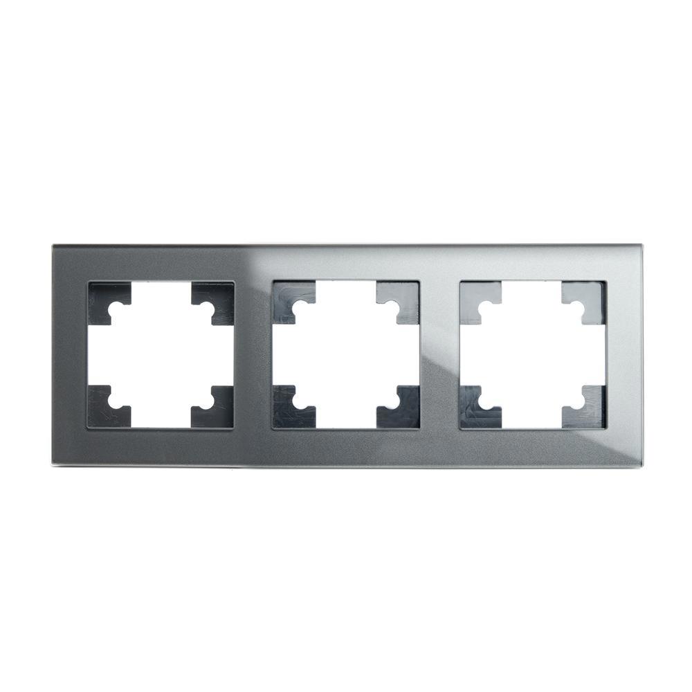 Изображение товара Рамка для розеток и выключателей Stekker Катрин 3 поста графит матовая