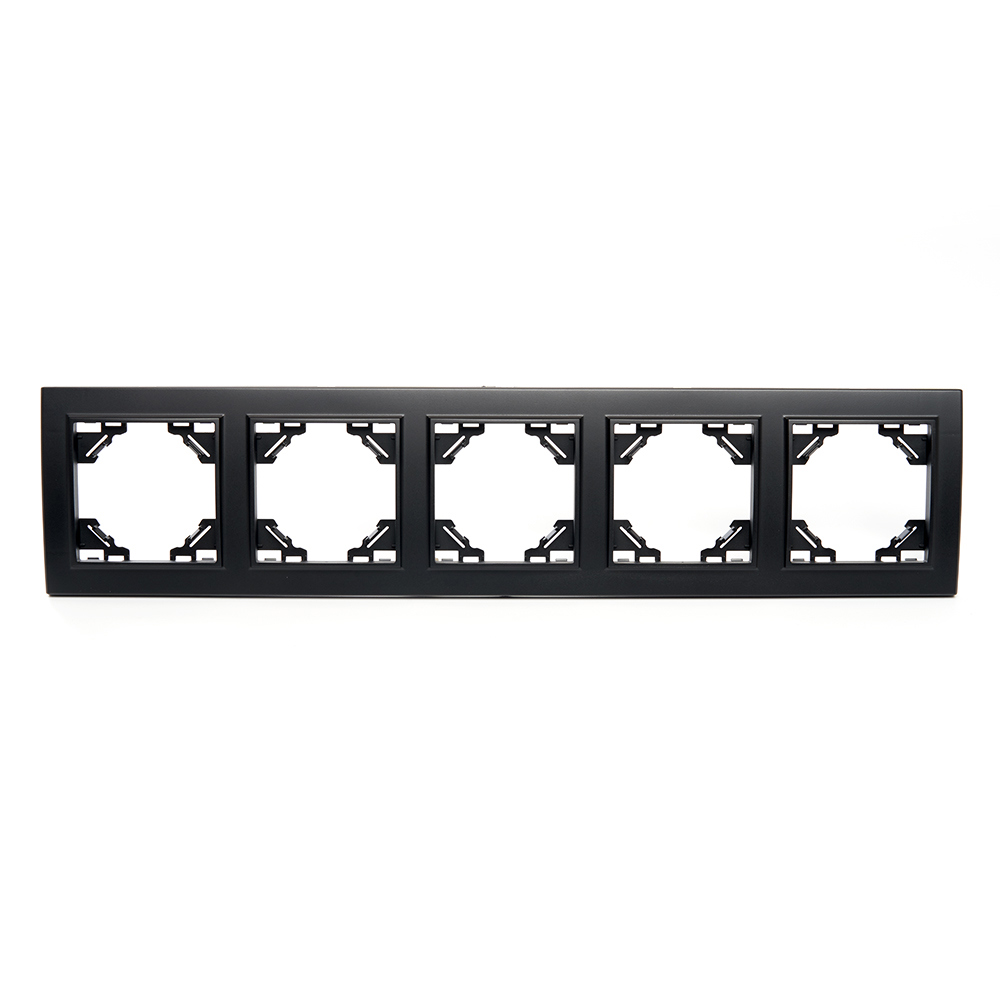 Изображение товара Рамка для розеток и выключателей Stekker Эрна 5 постов горизонтальная цвет черный