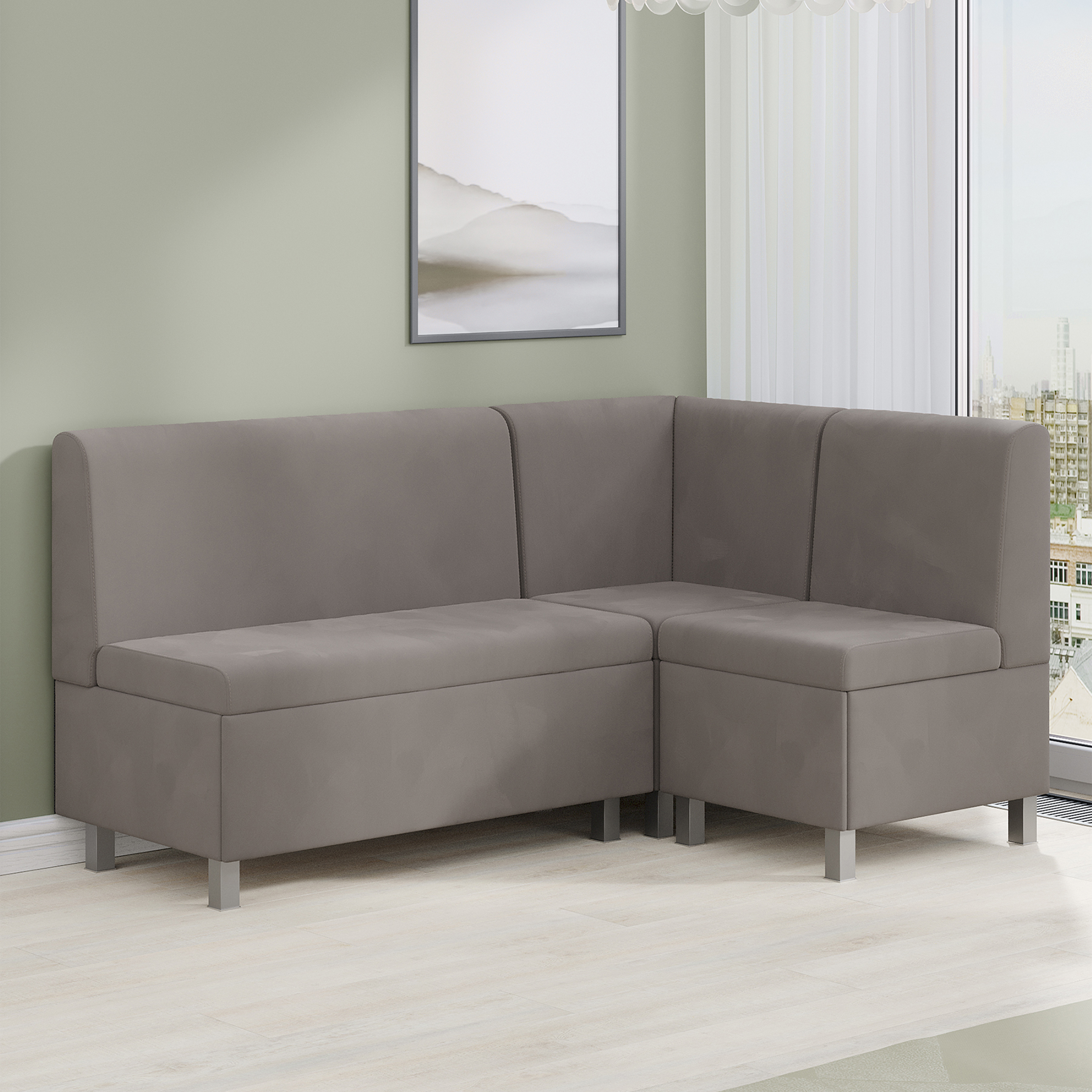 Изображение товара Диван кухонный Трия Каир 166 x 83 x 115 см цвет велюр camaro 05 (мокко)