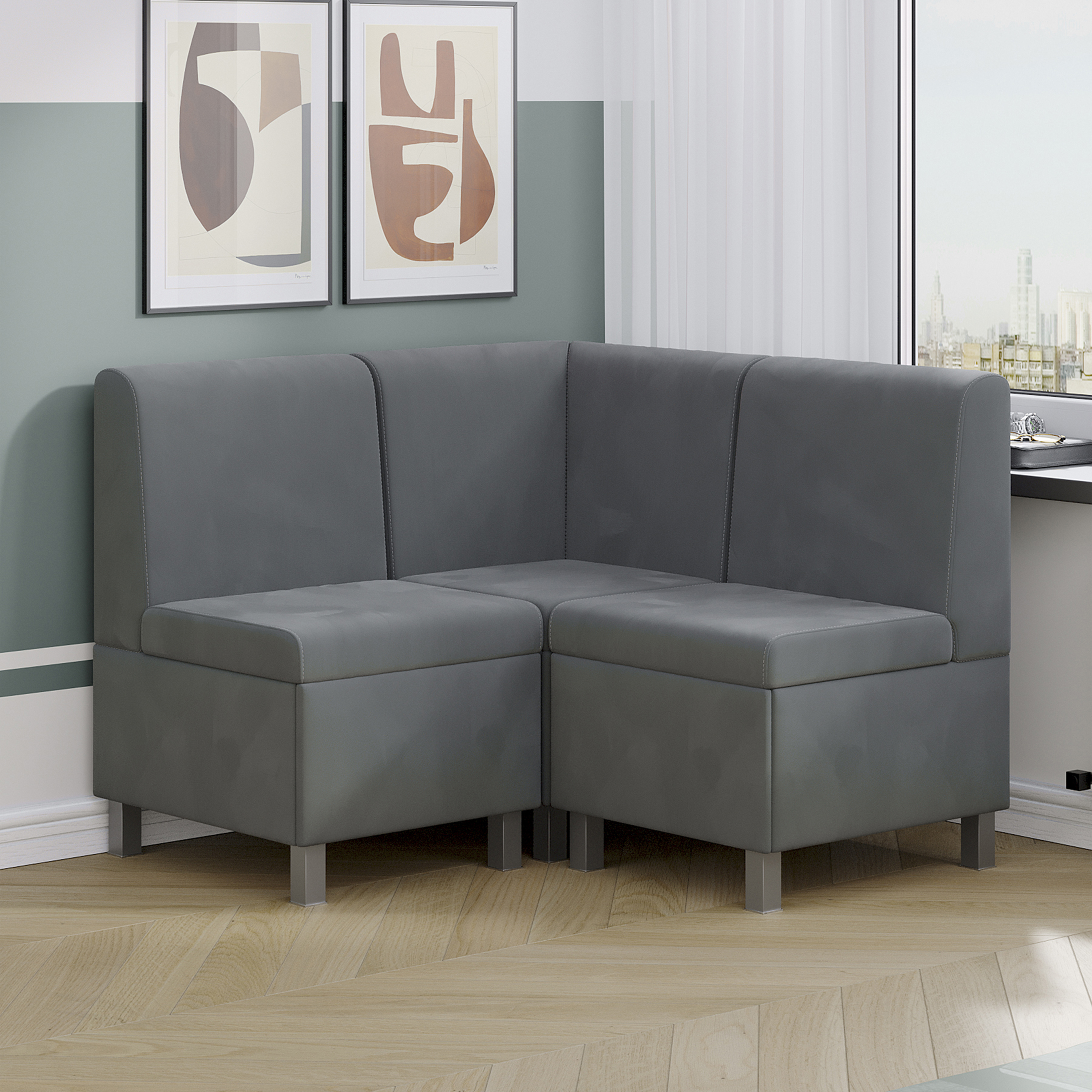 Изображение товара Диван кухонный Трия Каир Исп.2 серый велюр Camaro 18