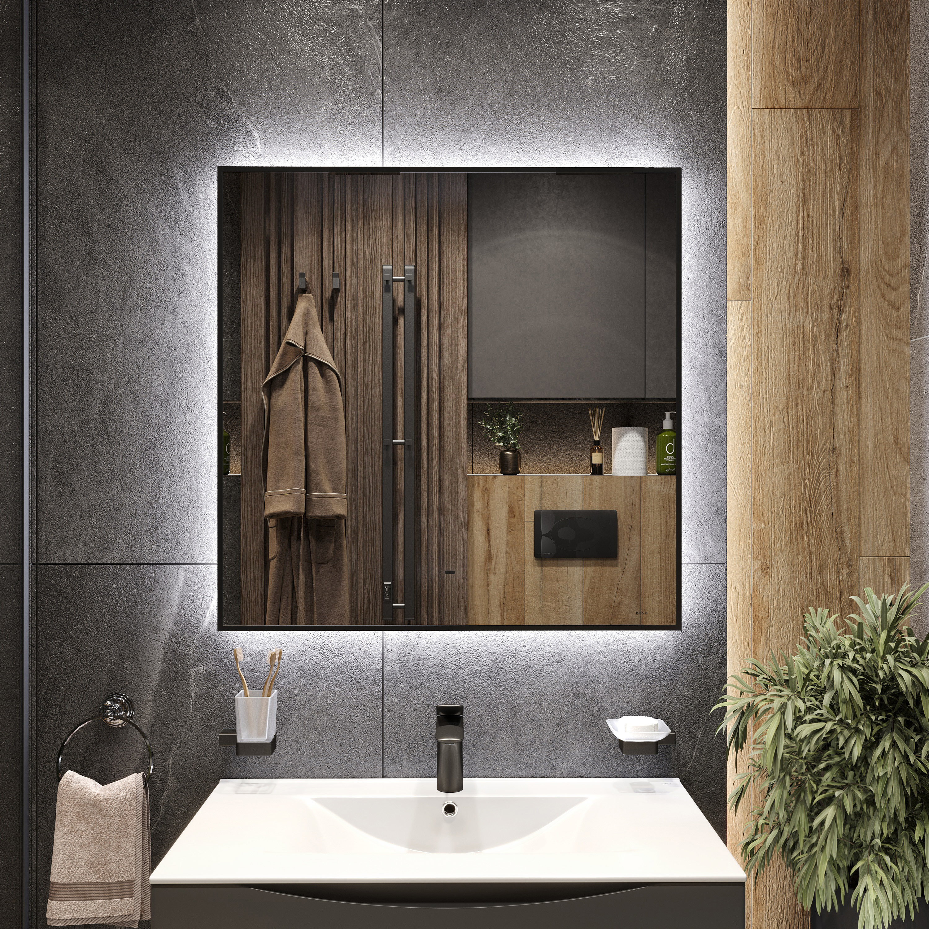 Изображение товара Зеркало для ванной Bond Cube M36ZE-8080 с подсветкой 80x80 см