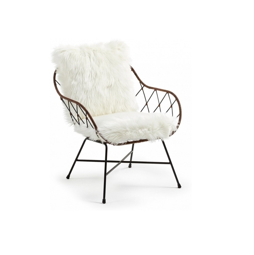 Изображение товара Кресло La Forma Claren 68x77x68 см искусственный мех белое роскошное