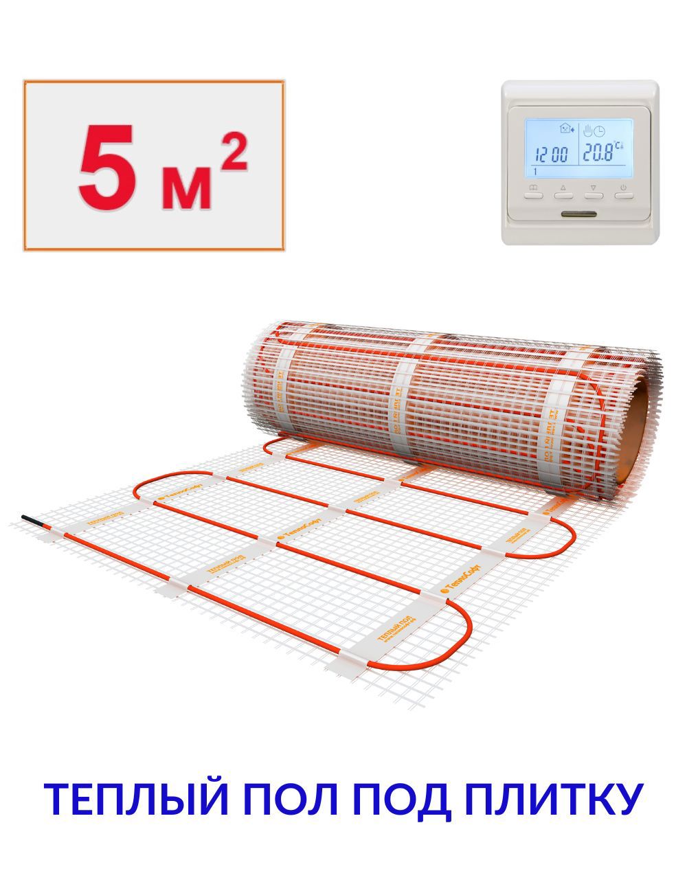 Изображение товара Нагревательный мат Теплософт 5 м² 750 Вт с терморегулятором для теплого пола