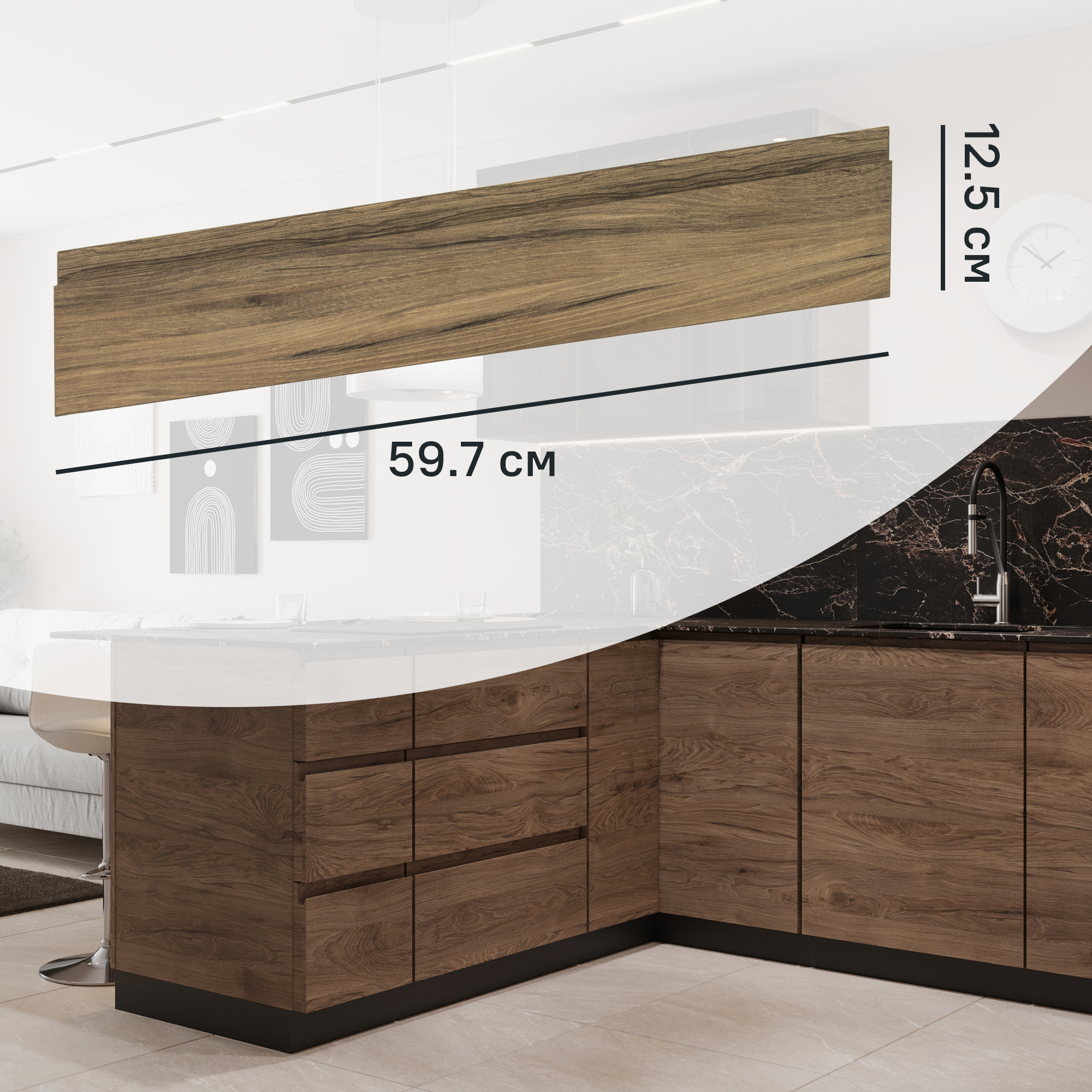 Изображение товара Фасад выдвижного ящика Токио 59.7x12.5 см DELINIA темное дерево Росси