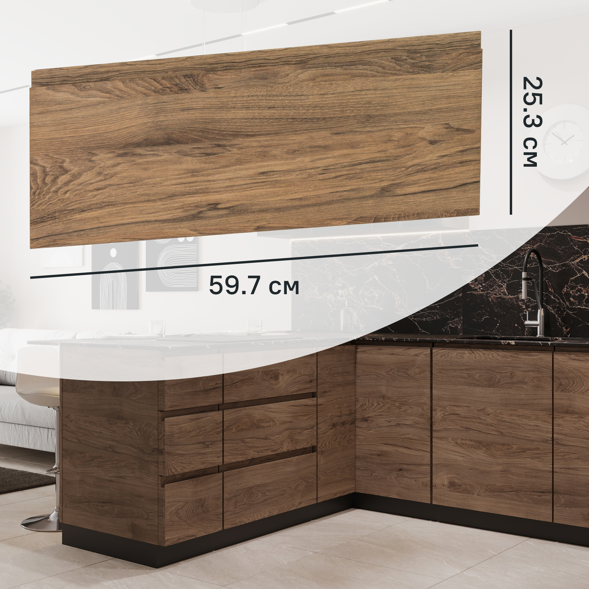 Изображение товара Фасад кухонного шкафа Токио 59.7x25.3 см DELINIA с меламиновой облицовкой