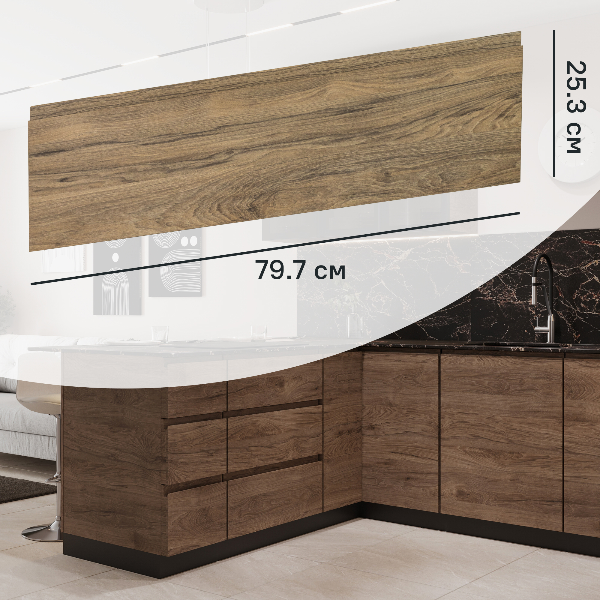 Изображение товара Фасад выдвижного ящика Токио 79.7x25.3 см DELINIA темное дерево меламин