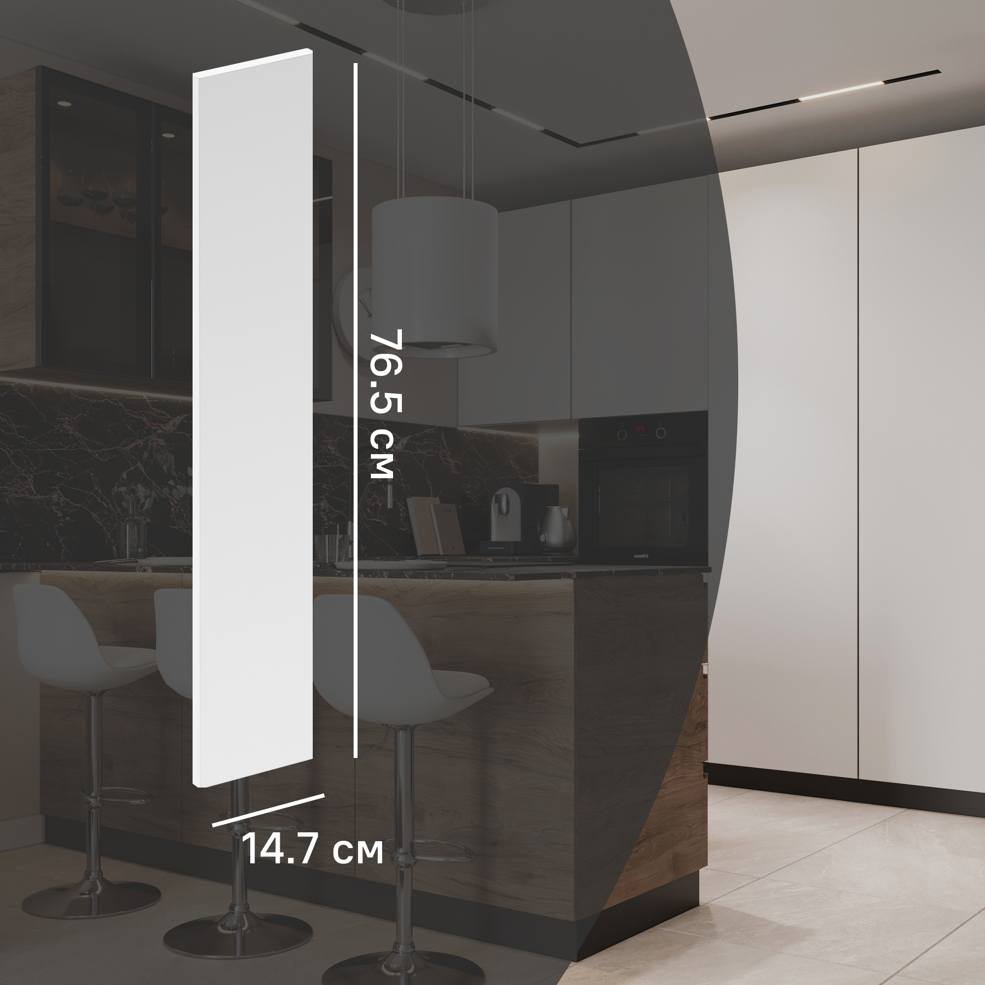 Изображение товара Фасад кухонного шкафа София 14.7x76.5 см Konsensa из ЛДСП белый