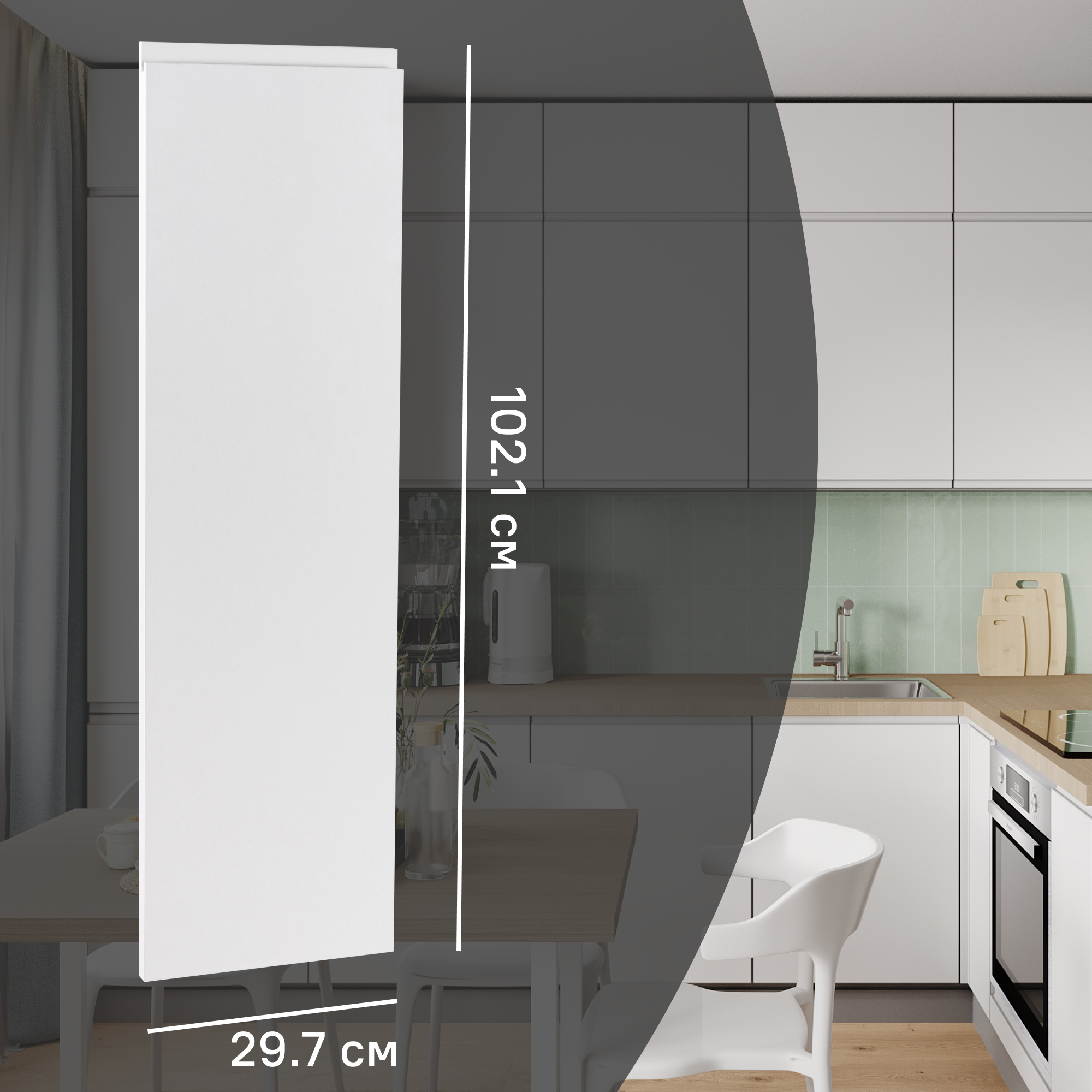 Изображение товара Фасад кухонного шкафа Токио 29.7x102.1 см DELINIA ID МДФ цвет белый