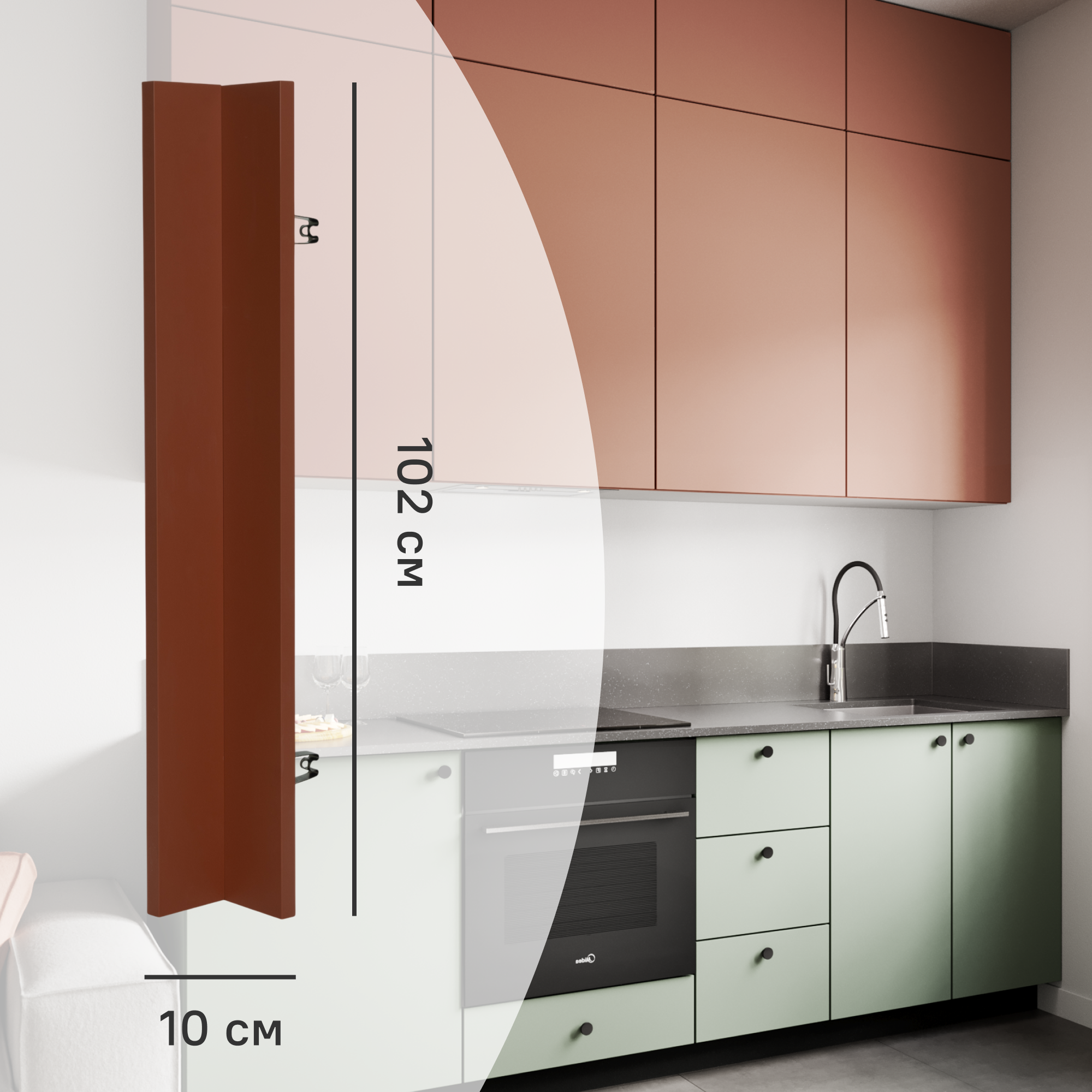 Изображение товара Фальшпанель для кухонного шкафа 10x102 см KONSENSA МДФ коричневая