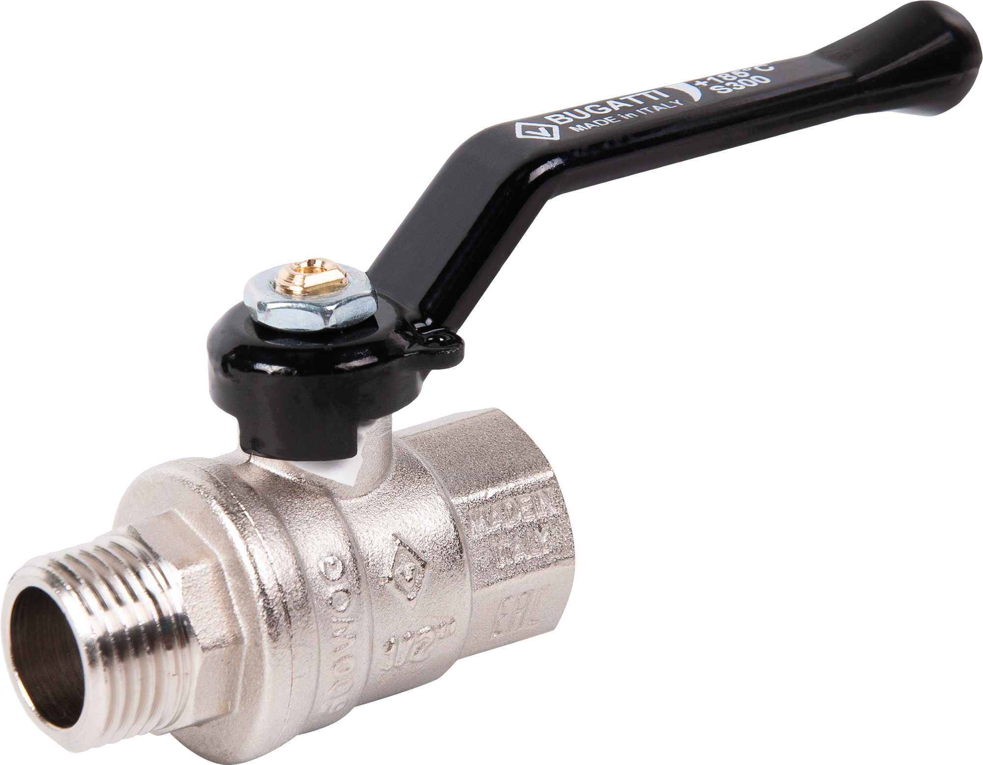 Изображение товара Кран шаровой Bugatti Oregon DN15 PN40 1/2 ¨ латунь ручка рычаг Italia