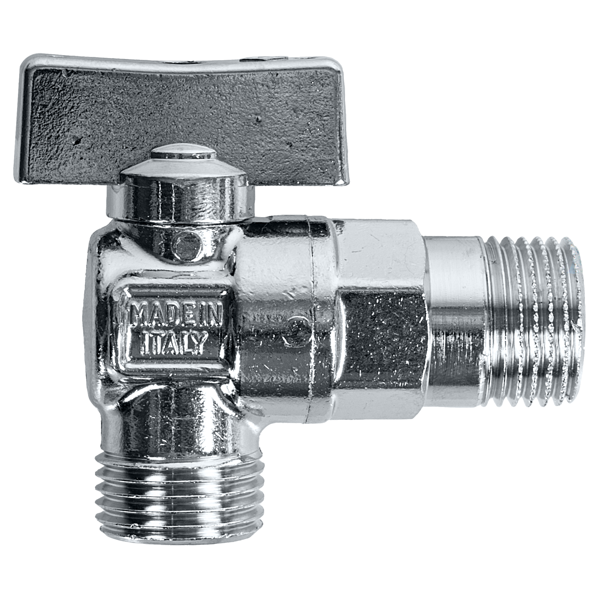 Изображение товара Кран шаровой угловой Bugatti Miami DN8 1/2" латунь хром ручка бабочка Италия