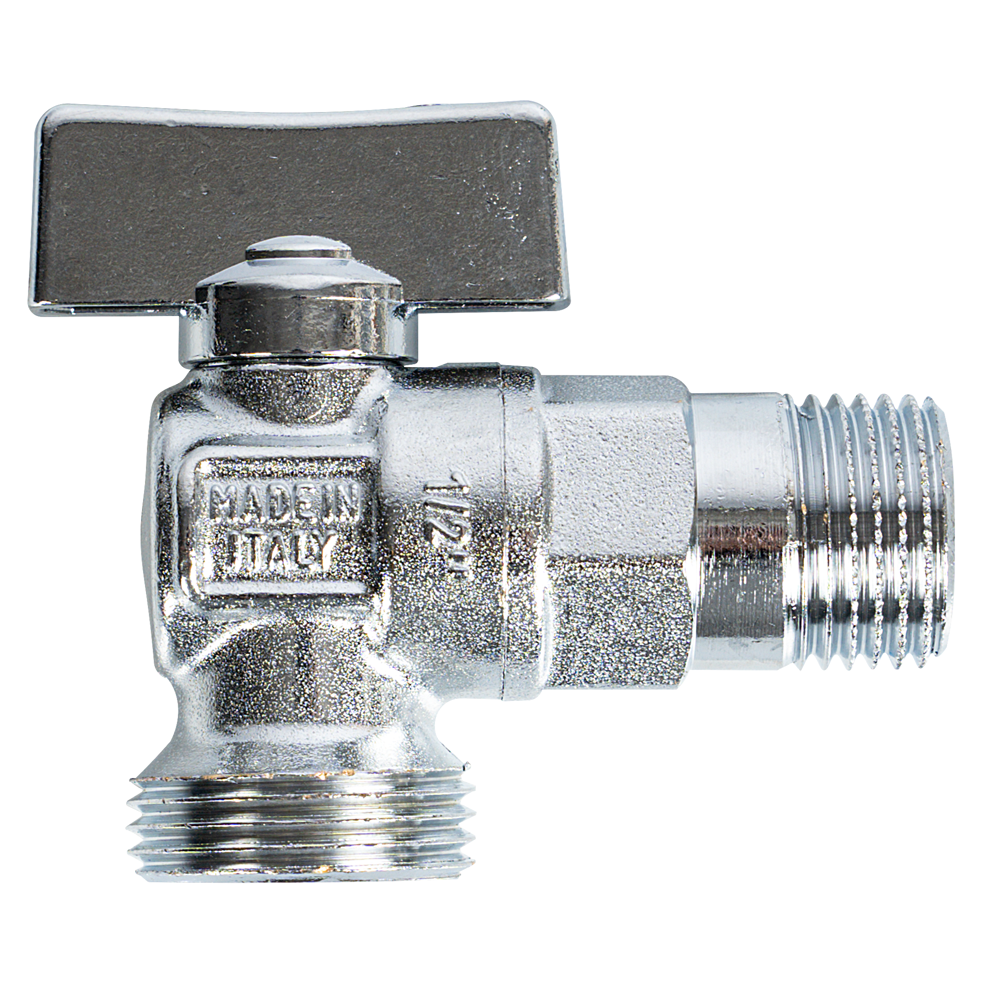 Изображение товара Кран шаровой угловой Bugatti Miami DN8 PN16 1/2"x3/4" НР латунь ручка бабочка