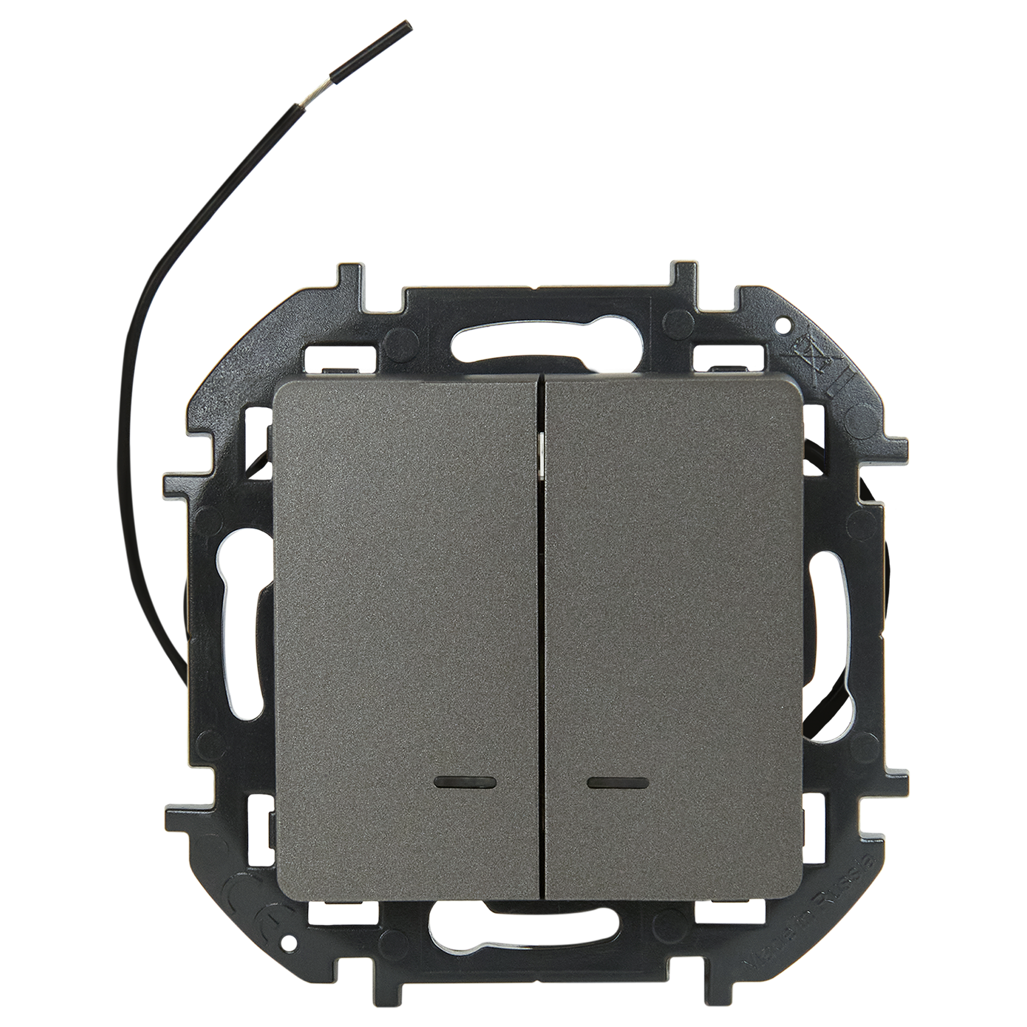 Изображение товара выключатель двухклавишный с подсветкой индикацией Lexman Lilian 10А 250В титан