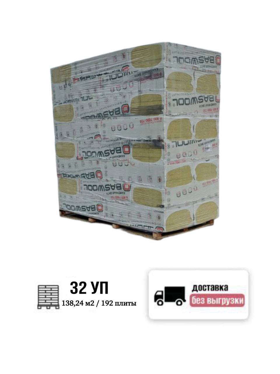 Изображение товара Минеральная вата 50мм Baswool Фасад 140кг/м³ комплект 1200x600мм 32шт 138.24м² доставкой без выгрузки
