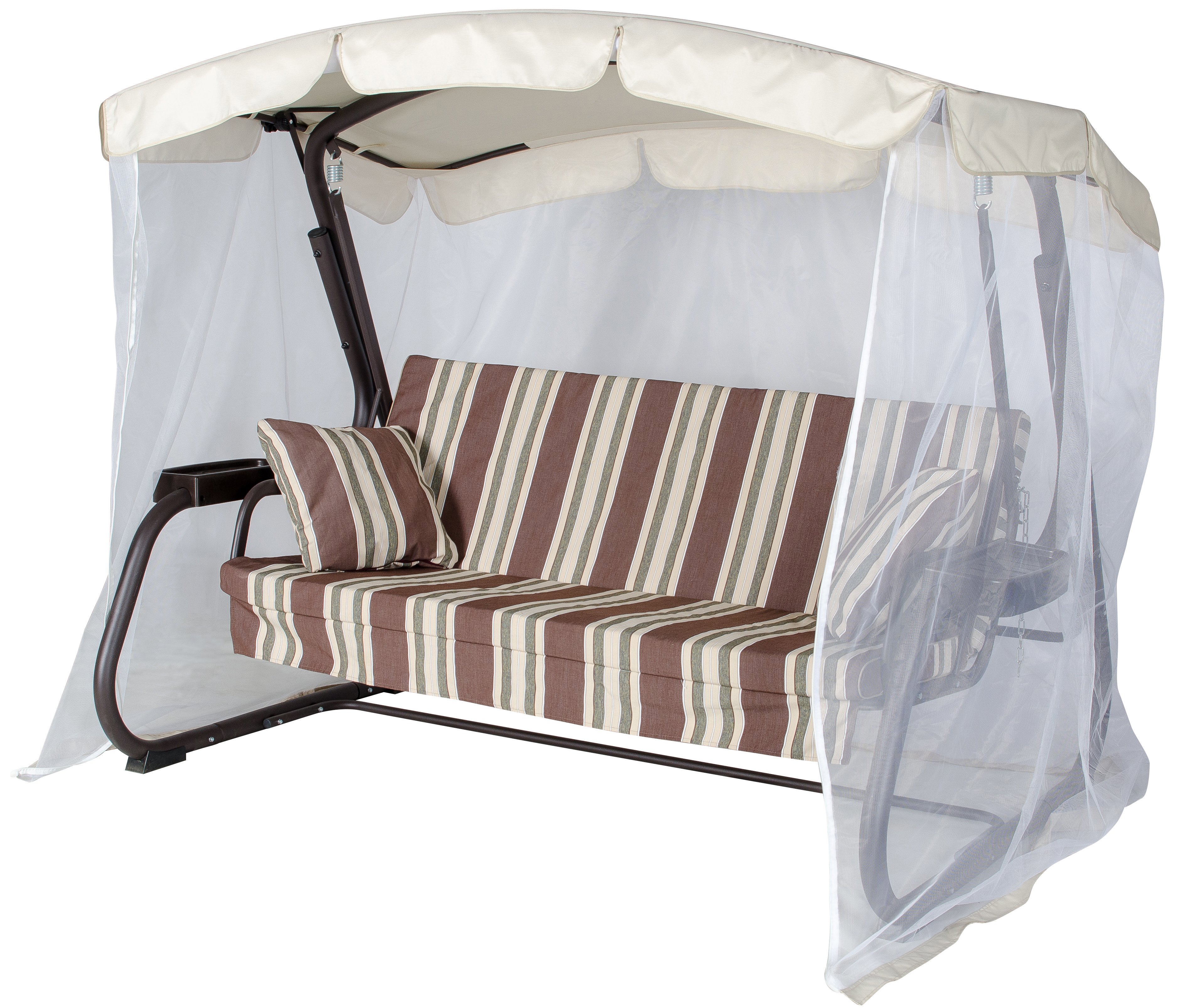 Изображение товара Качели садовые Милан 3 местные до 350 кг с тентом и подлокотниками