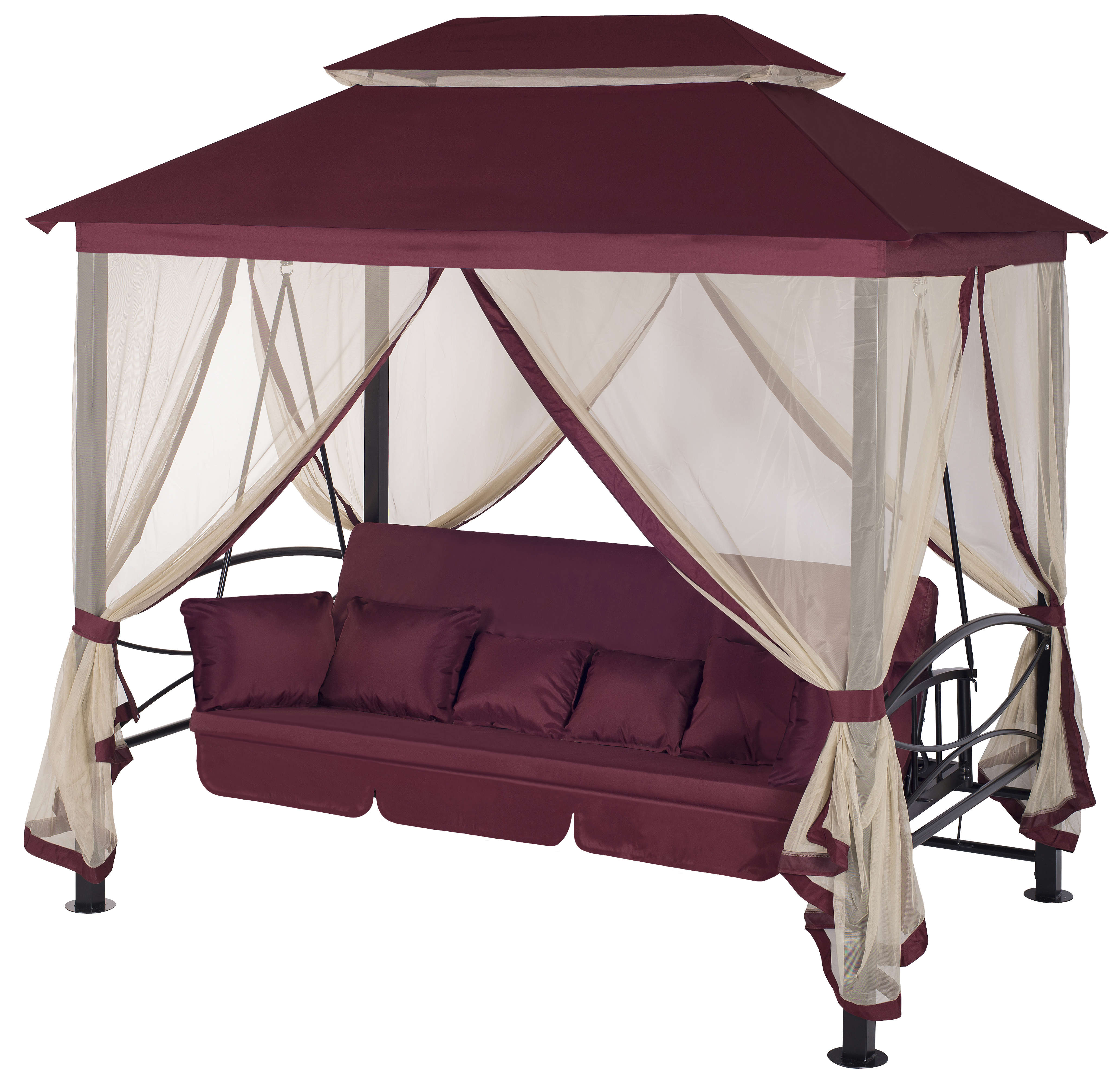 Изображение товара Качественные садовые качели Пальмира с тентом и подушками 4 места Россия