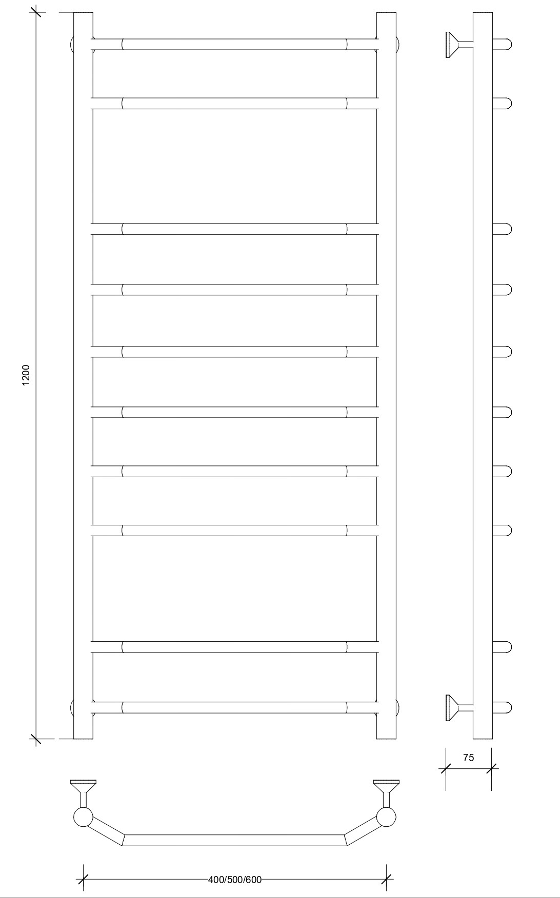 Изображение товара Полотенцесушитель водяной Secado Агата 2 1200x600 мм белый матовый