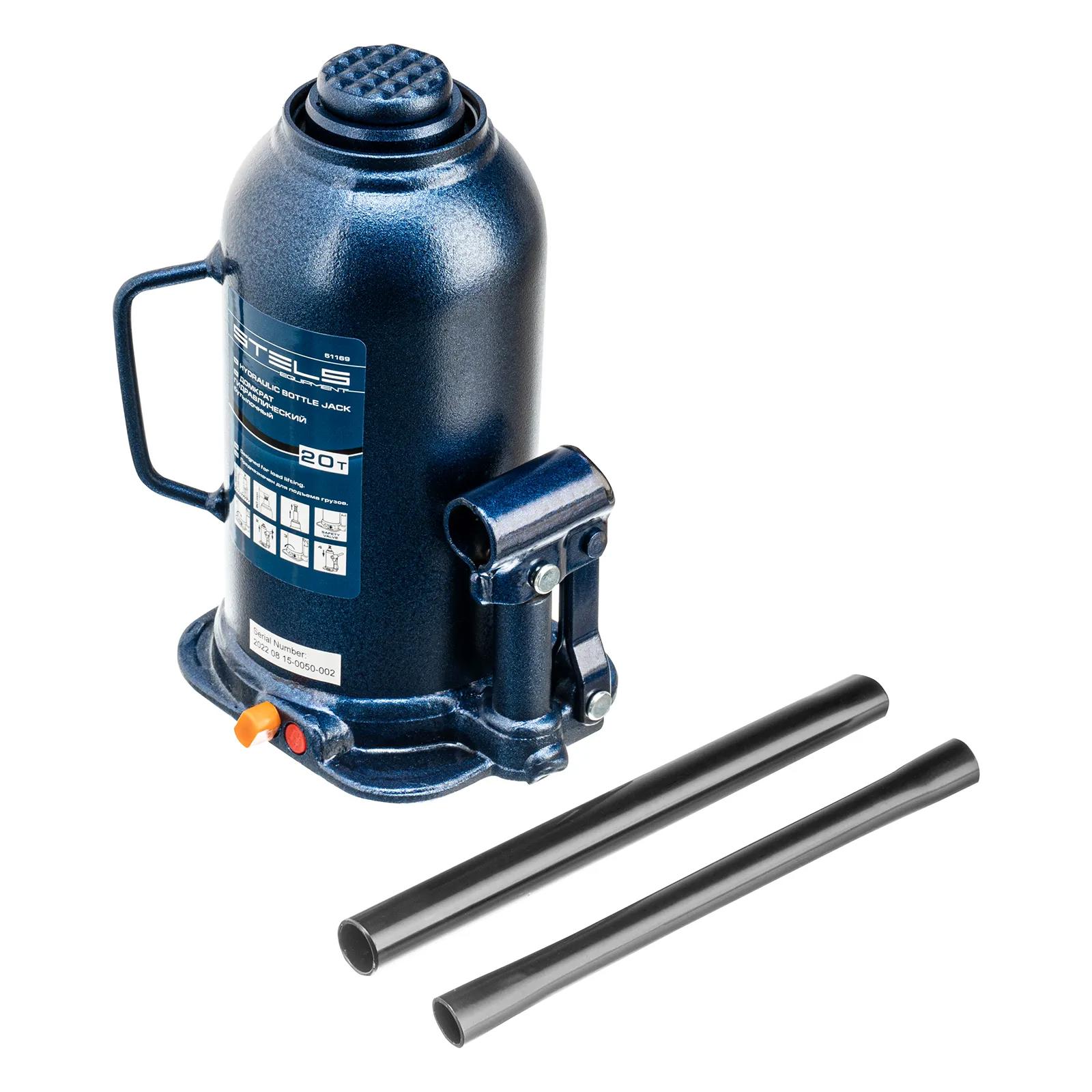 Изображение товара Домкрат бутылочный гидравлический Stels 51169 до 20 т, 235-445 мм Изображение товара Домкрат бутылочный гидравлический Stels 51169 до 20 т, 235-445 мм
