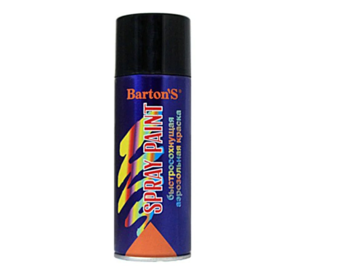 Изображение товара Декоративная аэрозольная краска Barton'S цвет чёрный глянцевая RAL 9005 520мл 12шт