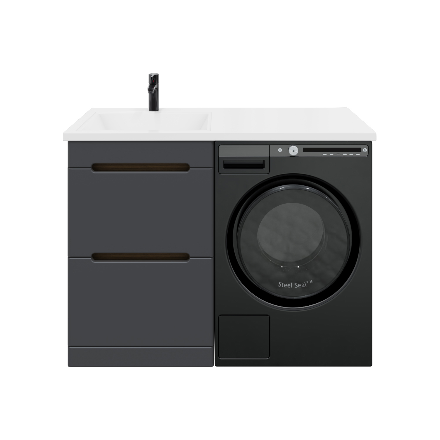 Изображение товара Тумба под раковину RUVANN VIRTA 50 в ванную напольная цвет дуб вотан, графит софт