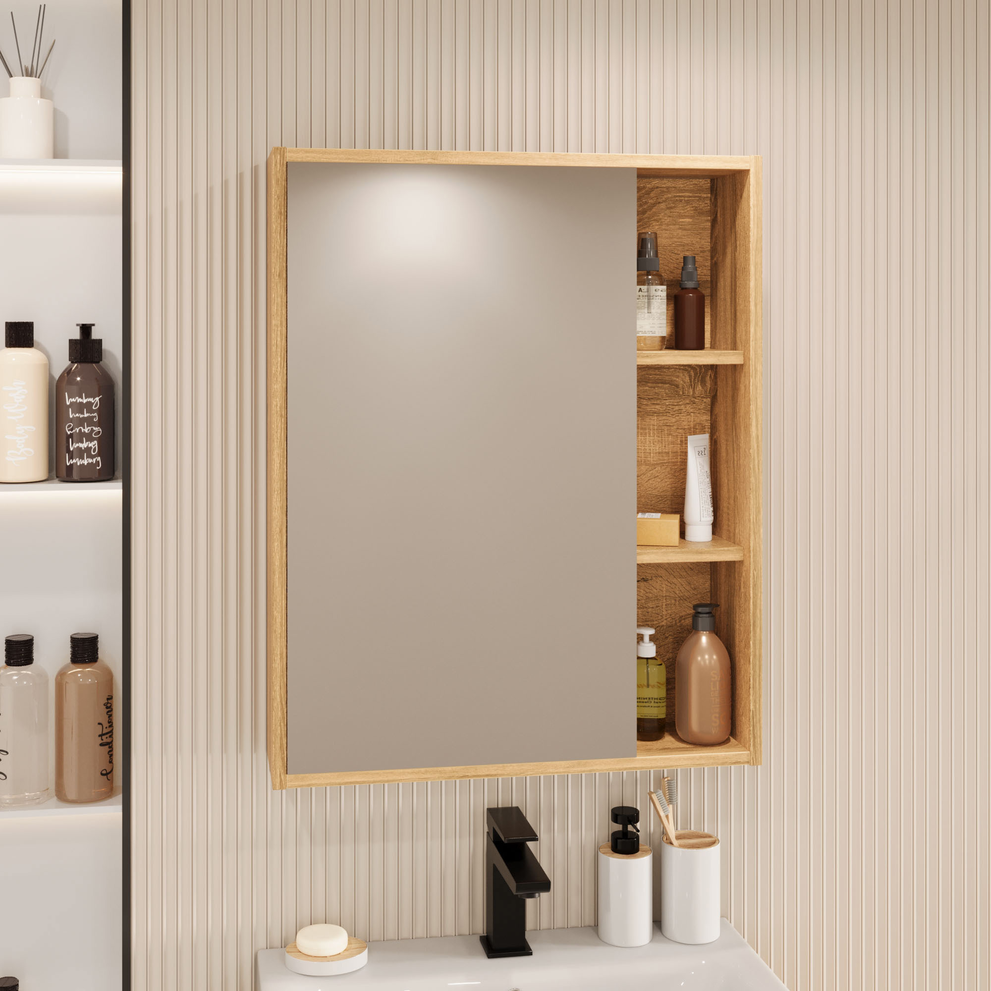 Изображение товара Зеркальный шкафчик Ruvann Nika 60 с подсветкой и качественным зеркалом