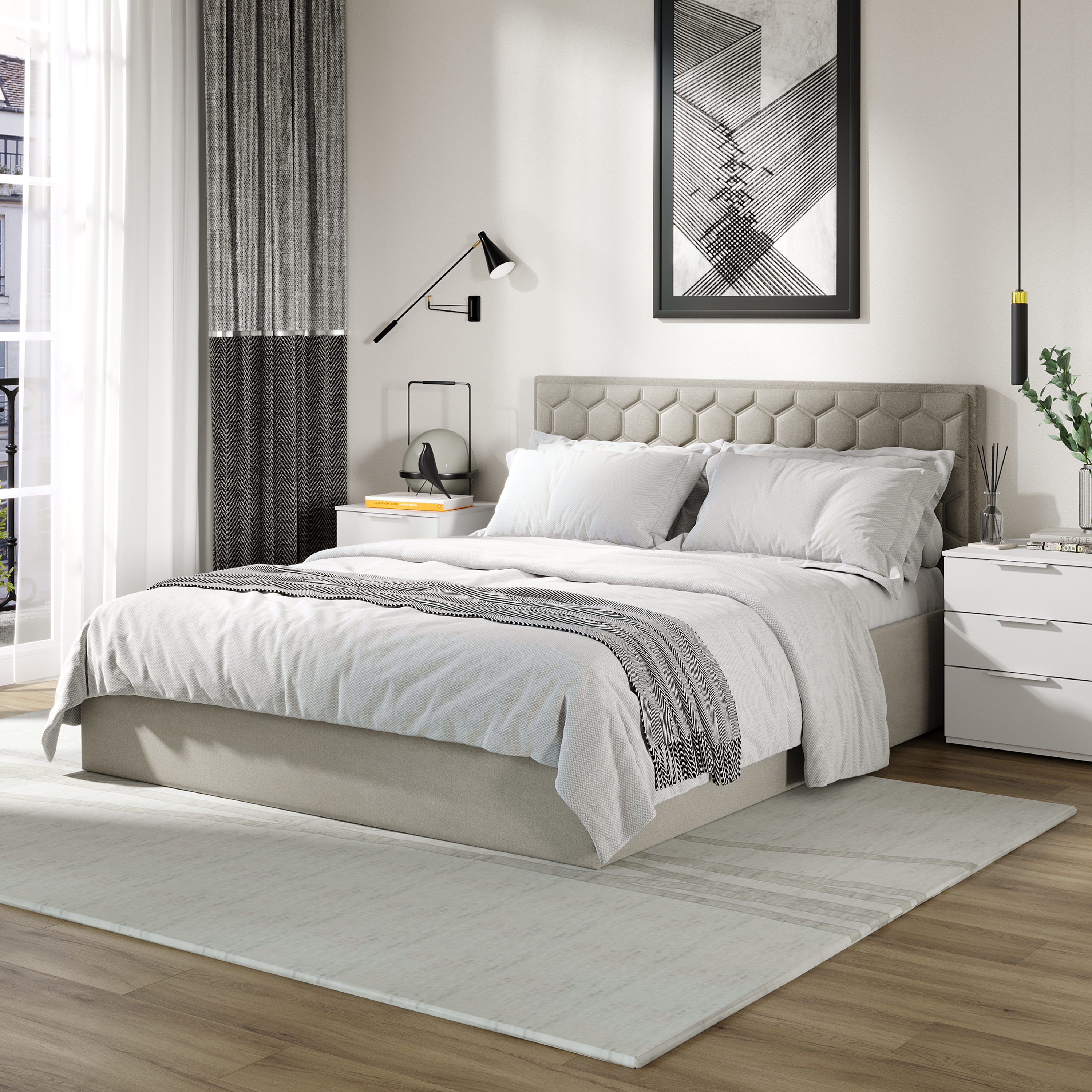 Изображение товара Кровать Трия Порто 160x200 см с велюровой обивкой Confetti