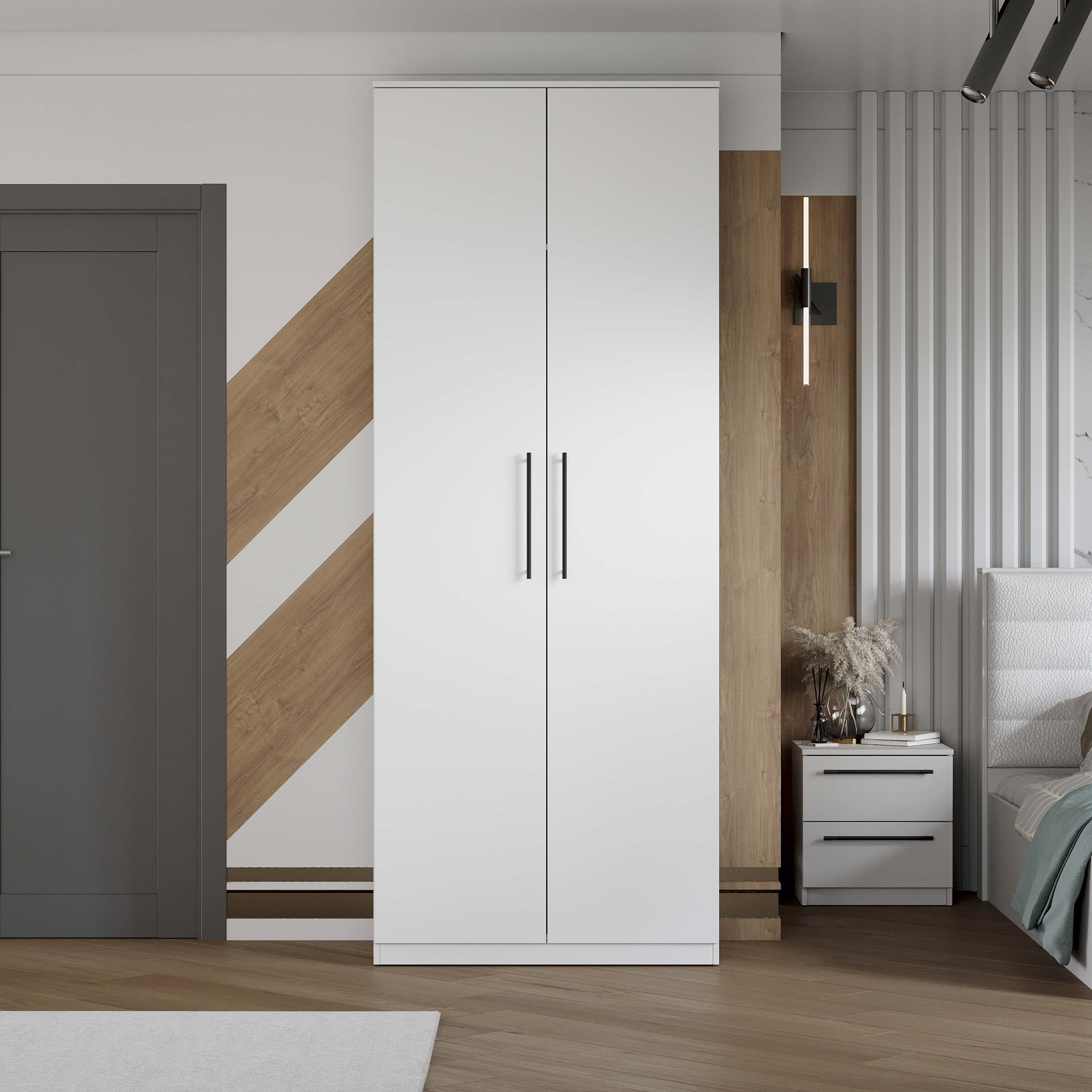 Изображение товара Шкаф распашной Трия Агата 90x220x51 см из ЛДСП белый современный шкаф для дома