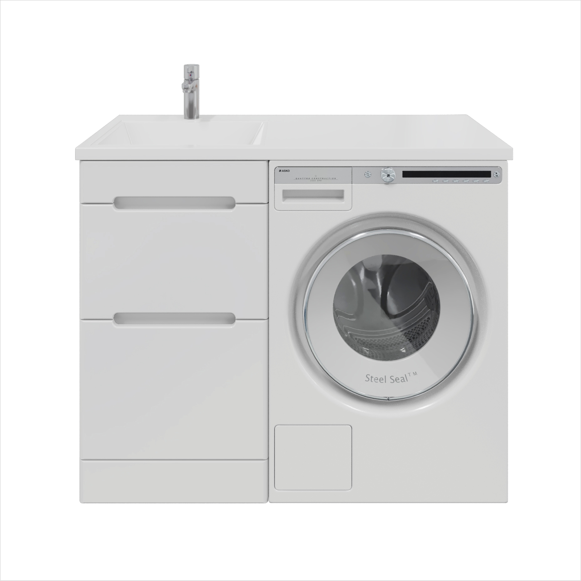 Изображение товара Тумба с раковиной RUVANN DUET 60 раковина Даллас 120 левый в ванную напольная цвет белый