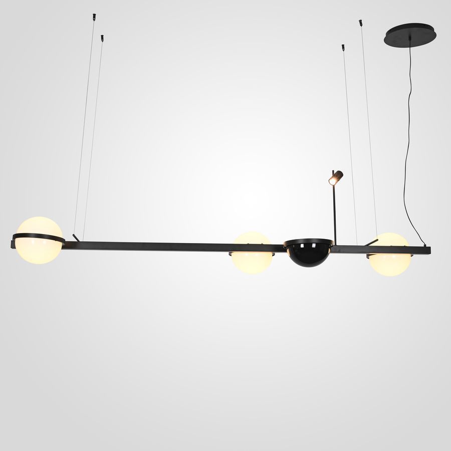 Изображение товара Подвесной светильник IMPERIUMLOFT PALMA Wall lamp 3 шара белый черный для натяжных потолков