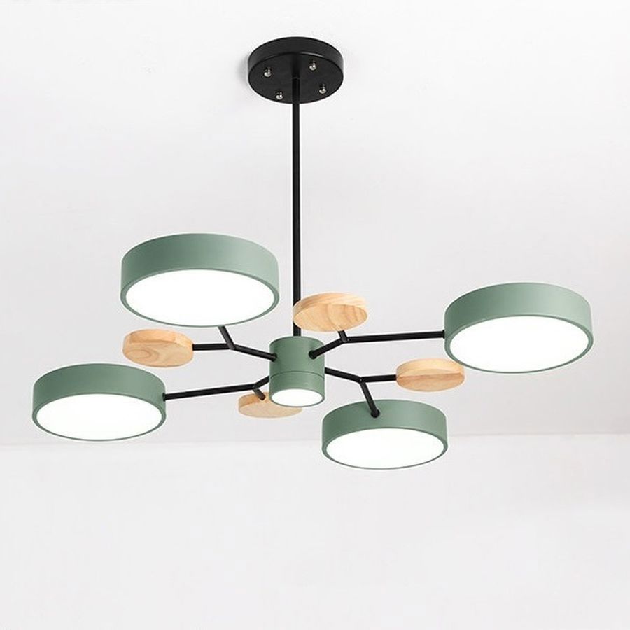 Изображение товара Люстра на штанге Imperiumloft Meade lamps green 5 плафонов стиль лофт IP20