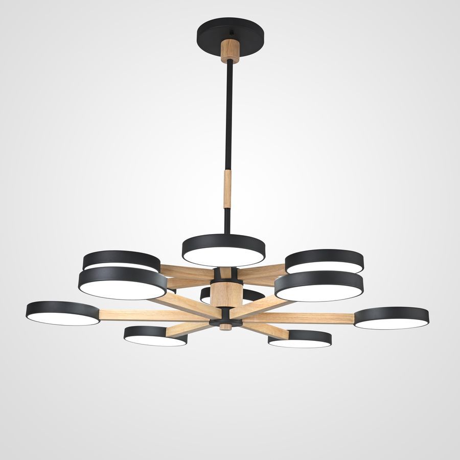 Изображение товара Светодиодная люстра на штанге IMPERIUMLOFT Turna 12 плафонов современная черная белая