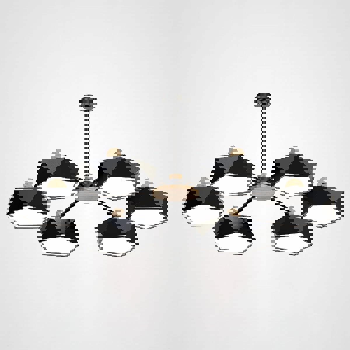 Изображение товара Люстра подвесная светодиодная Imperiumloft Geometric черная Impr_140731-26 6 м² белый свет цвет дерево/черный