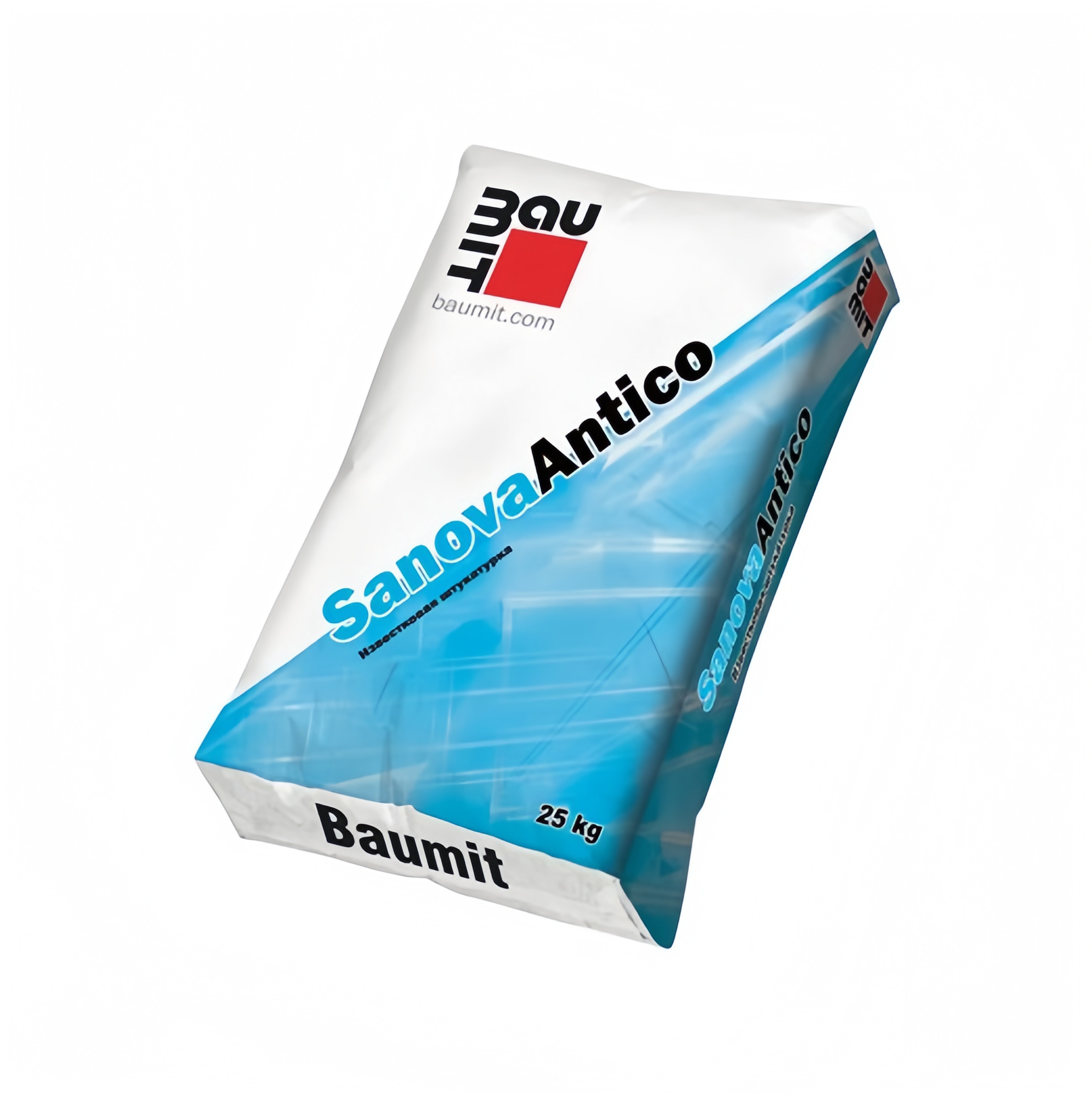 Изображение товара Фактурная известковая штукатурка Baumit Sanova Antico 25 кг, белый с рельефным эффектом