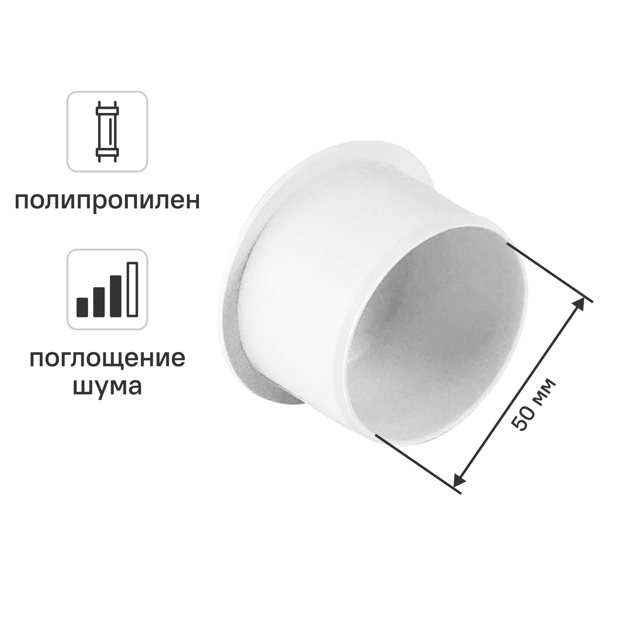 Изображение товара Заглушка канализационная малошумная MONLID 50 мм полипропилен Россия