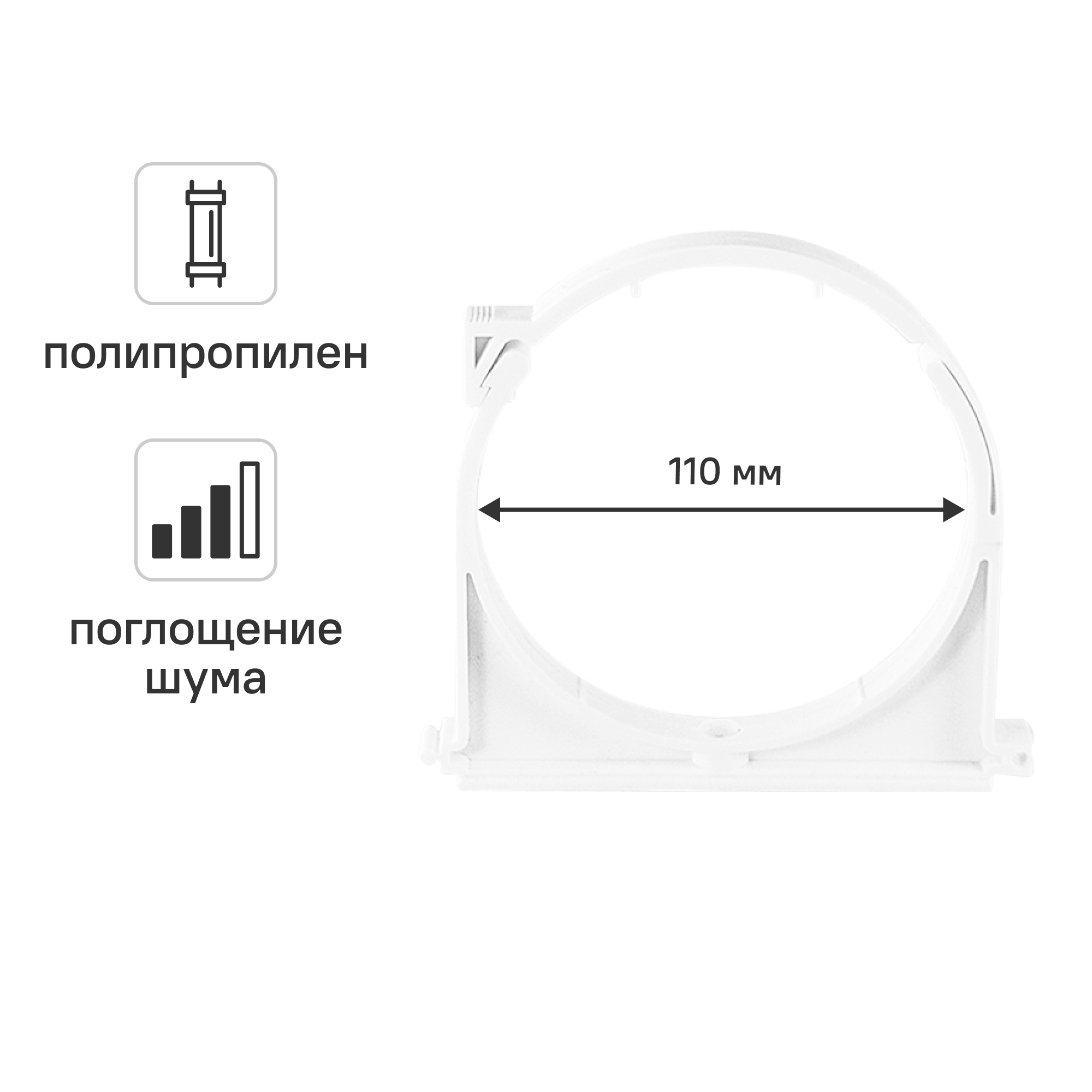 Изображение товара Хомут канализационный малошумный MONLID 110 мм полипропилен Россия