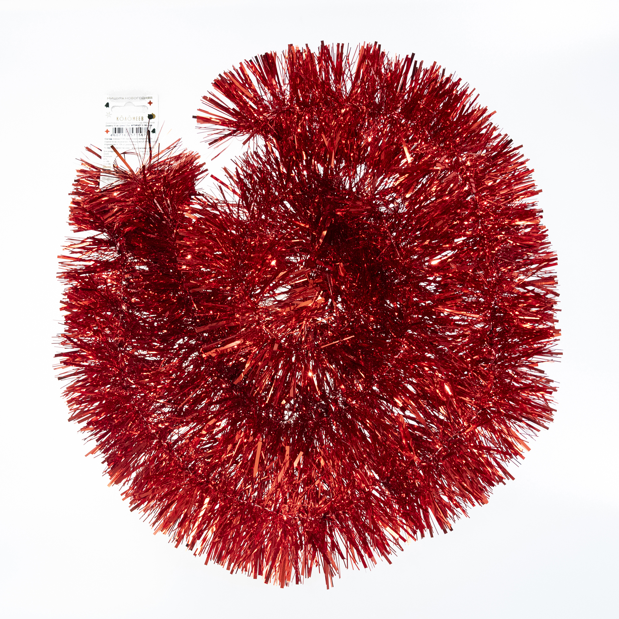 Изображение товара Гирлянда 5-180-10/4, красная, 180 см для новогоднего декора