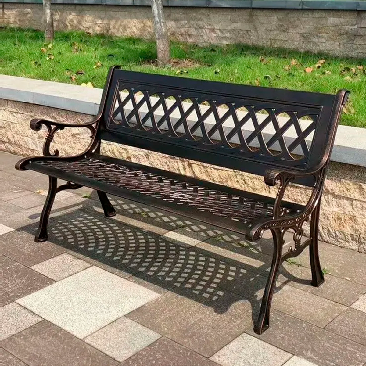 Изображение товара Скамья садовая ЛОТ469 130x66x85 см алюминий коричневый Изображение товара Скамья садовая ЛОТ469 130x66x85 см алюминий коричневый