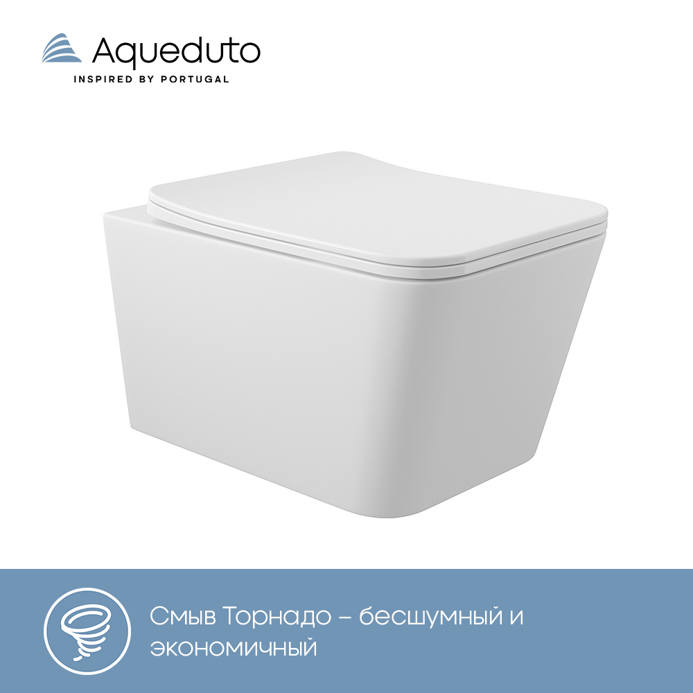 Изображение товара Унитаз подвесной Aqueduto MACT2120 безободковый с сиденьем микролифт Изображение товара Унитаз подвесной Aqueduto MACT2120 безободковый с сиденьем микролифт