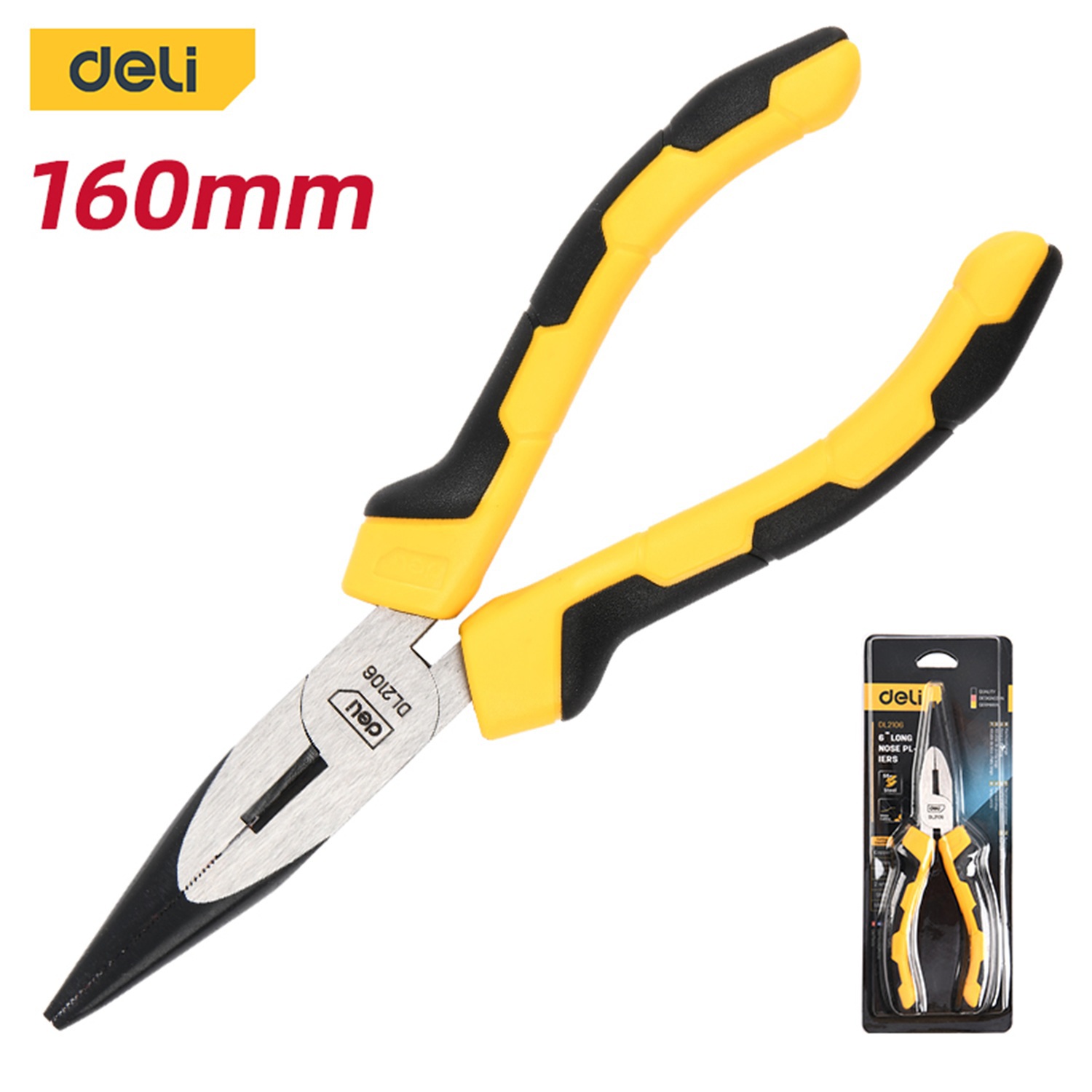 Изображение товара Плоскогубцы DELI DL2106C Удлиненные 160 мм с никелированным покрытием