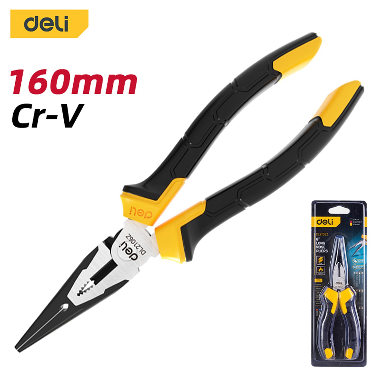 Изображение товара Плоскогубцы удлиненные Deli DL2106Z 160 мм для ремонта и монтажа