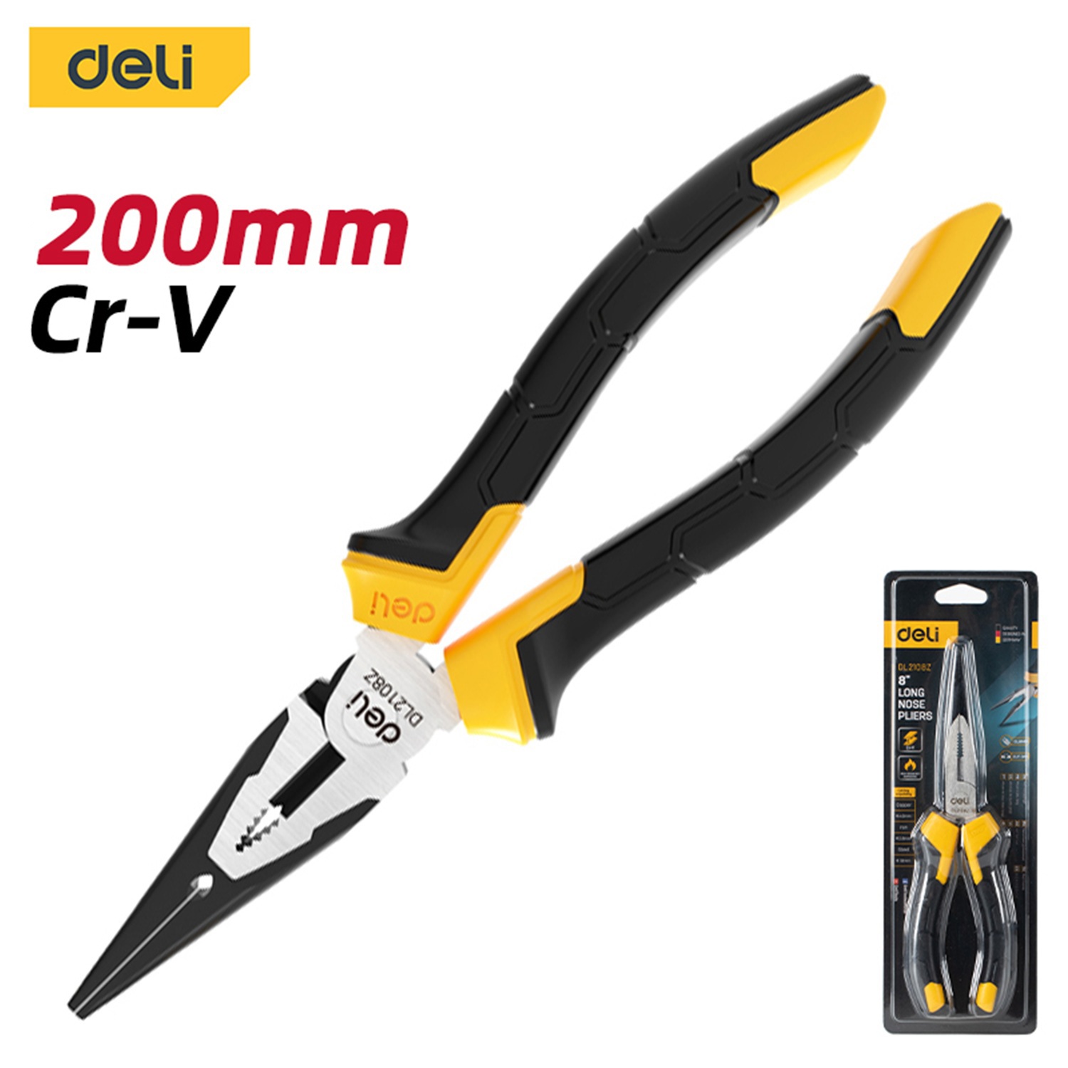 Изображение товара Плоскогубцы удлиненные Deli DL2108Z 200 мм для точных работ